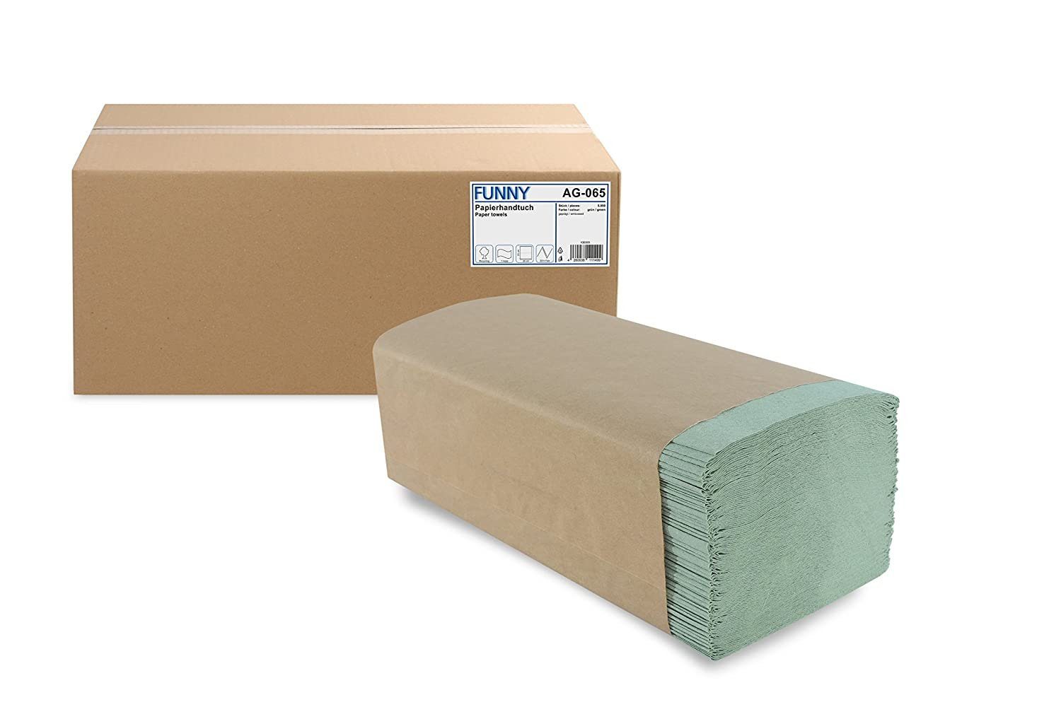 Funny Papierhandtuch Recycling grün, 1-lagig, 25 x 23 cm, 5000 Blatt, ZZ/V-Falz