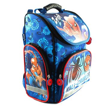 KiddiBex Schulranzen Spiderman (Set, 4-tlg., Tornister, Mäppchen, Turnbeutel & Regenschutz), Jungen 1. Klasse - Grundschule Ranzen - Ergonomischer Schulrucksack