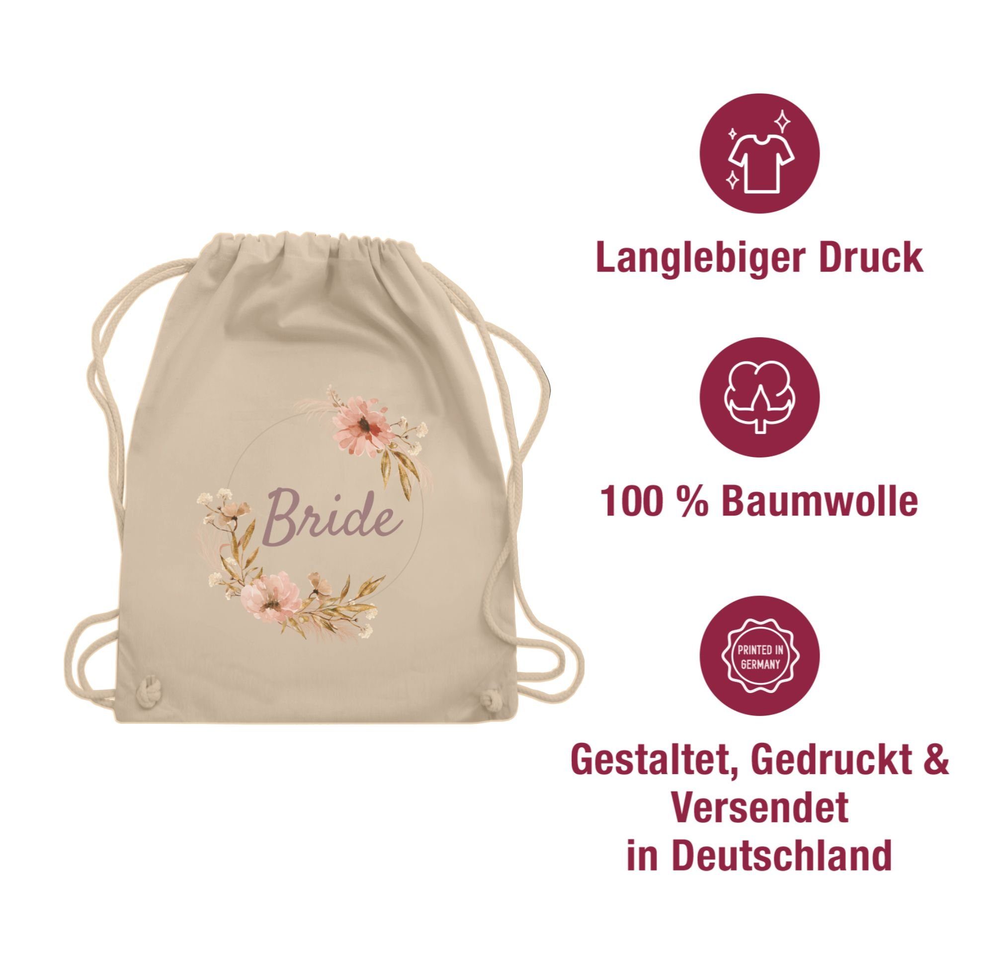 Shirtracer Turnbeutel Bride Braut Boho, JGA Junggesellenabschied Frauen