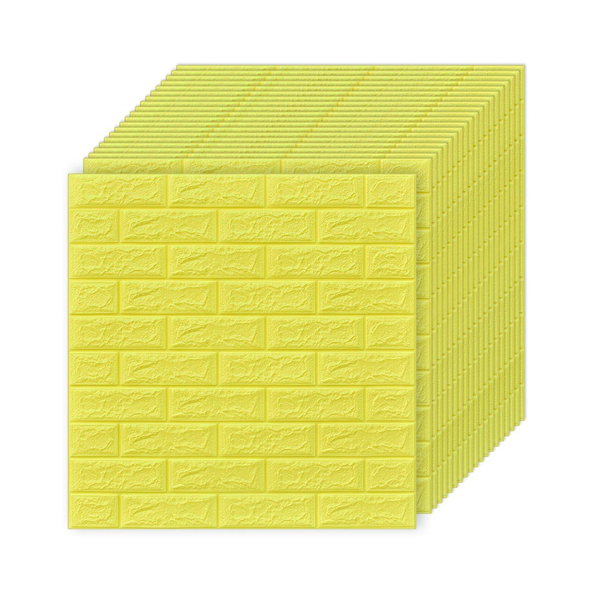 Jormftte Wandtattoo 3D Wandpaneele Selbstklebend,Wandtattoo Küche Ziegelstein für Wanddeko Gelb