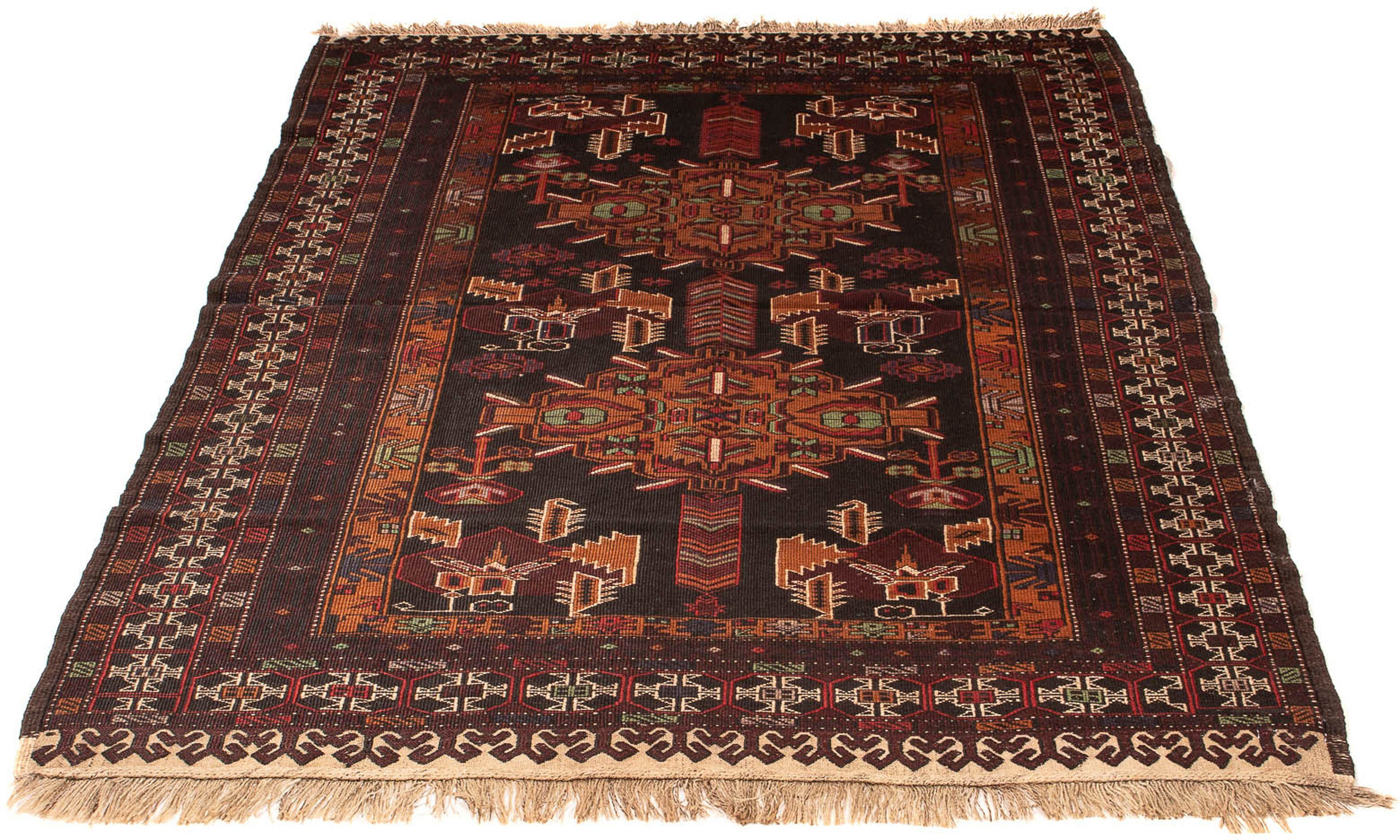 Orientteppich Afghan - 189 x 127 cm - braun, morgenland, rechteckig, Höhe: 7 mm, Wohnzimmer, Handgeknüpft, Einzelstück mit Zertifikat