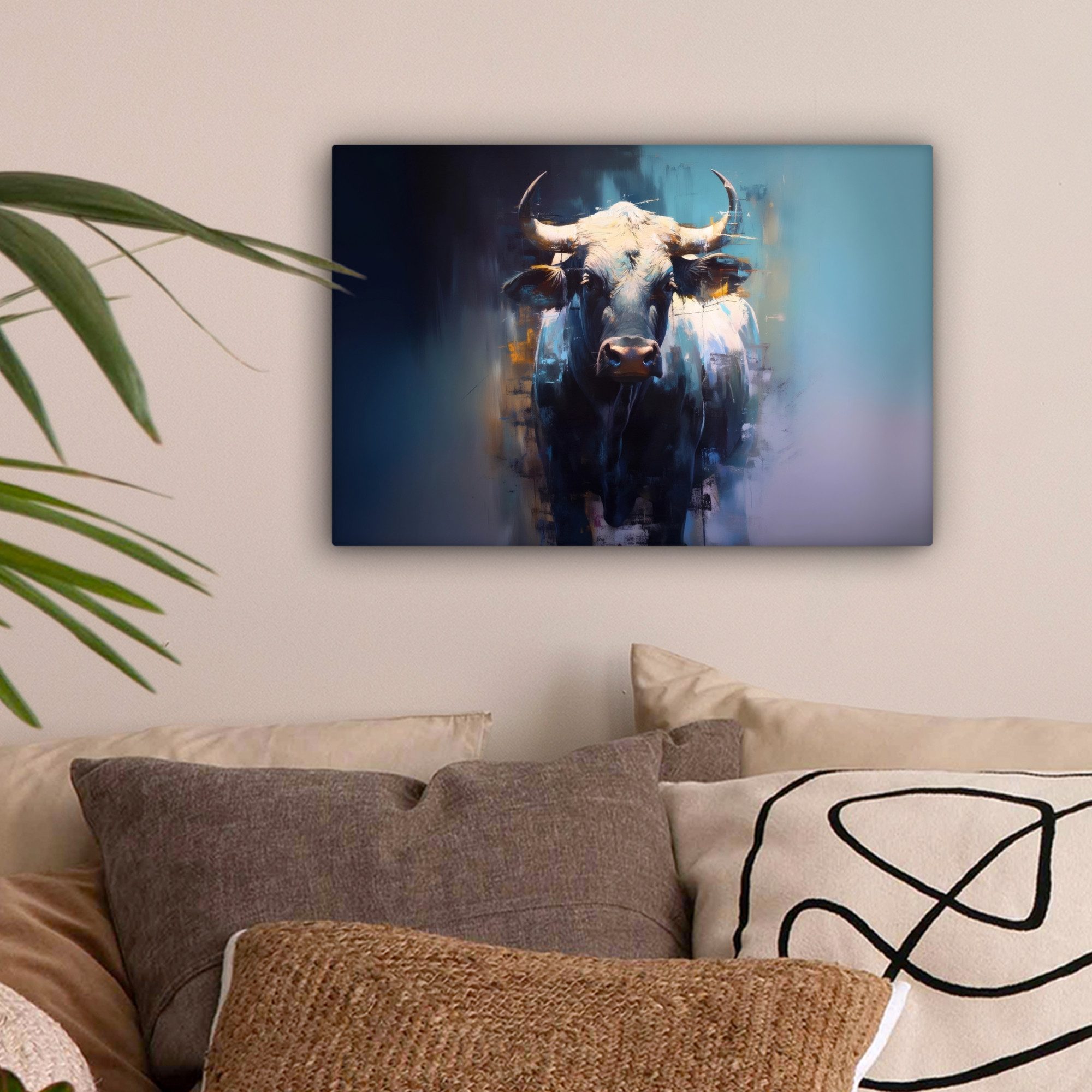 OneMillionCanvasses® Leinwandbild Taurus - Schwarz - Abstrakt - Hörner, Fot günstig online kaufen