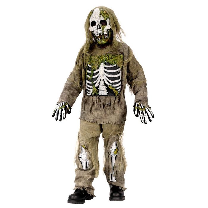 Fun World Kostüm Zombie Skelett Tolles Zombie Kinderkostüm für Halloween Karneval und Fasching