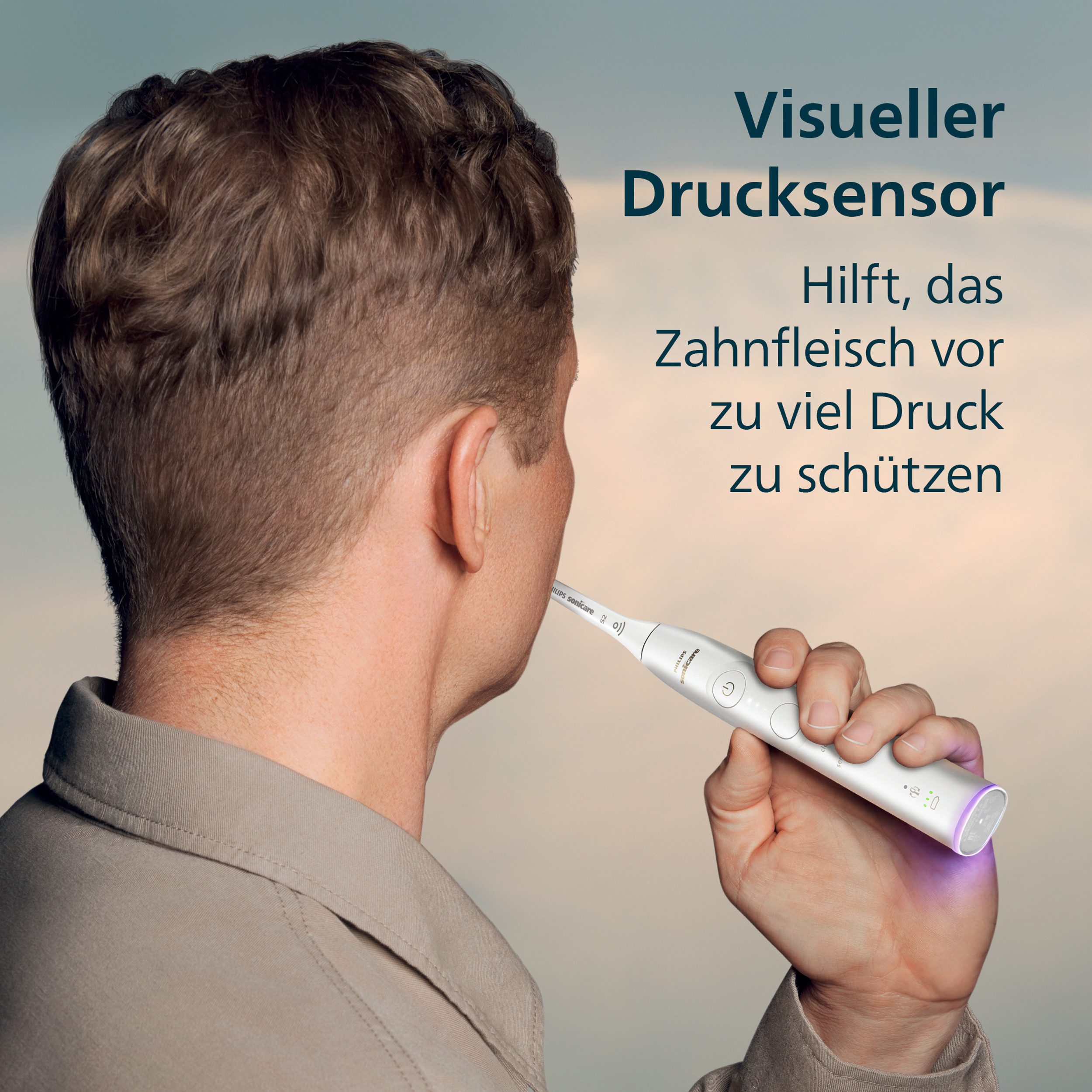 Philips Sonicare Elektrische Zahnbürste Series 6100 HX7400/01, Aufsteckbürsten: 1 St., mit visueller Andruckkontrolle, 5 Putzeinstellungen, inkl. Ladegerät