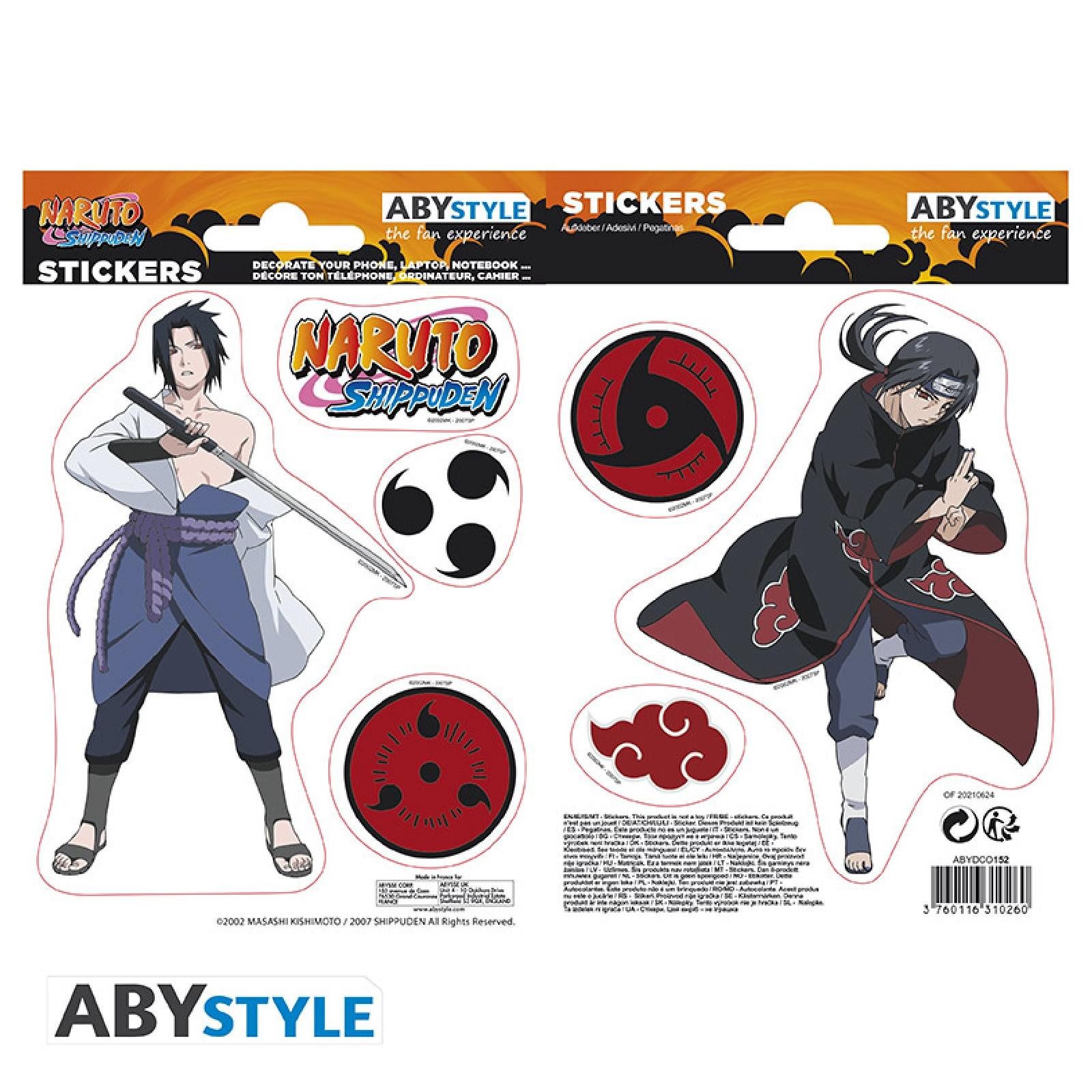ABYstyle Sticker NARUTO SHIPPUDEN - Stickers - 16x11cm/ 2 sheets - Sasuke/ Itachi