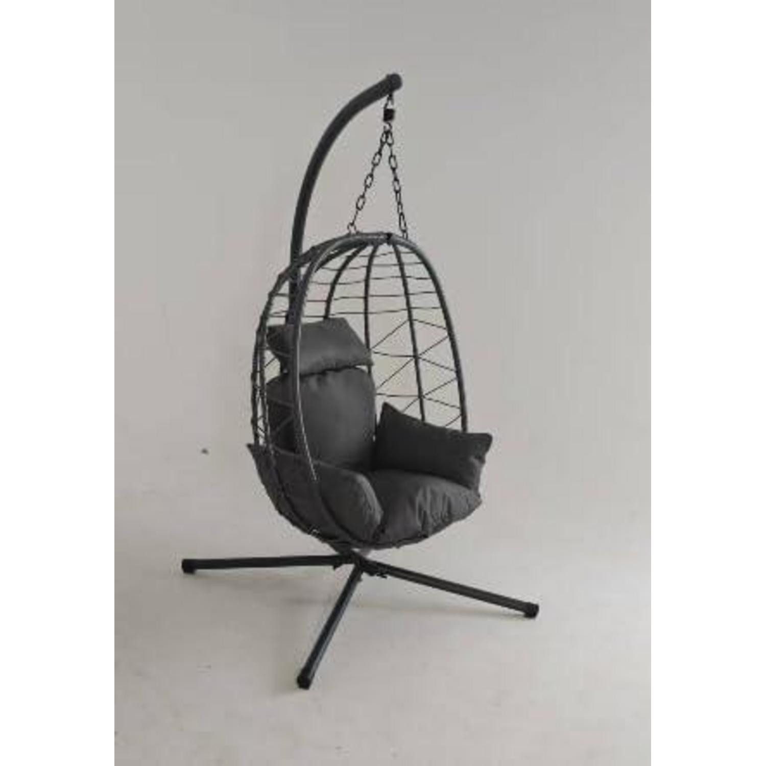 LuxusKollektion Hängesessel Hängesessel Polyrattan Gestell klappbar höhenverstellbar Regenhaube