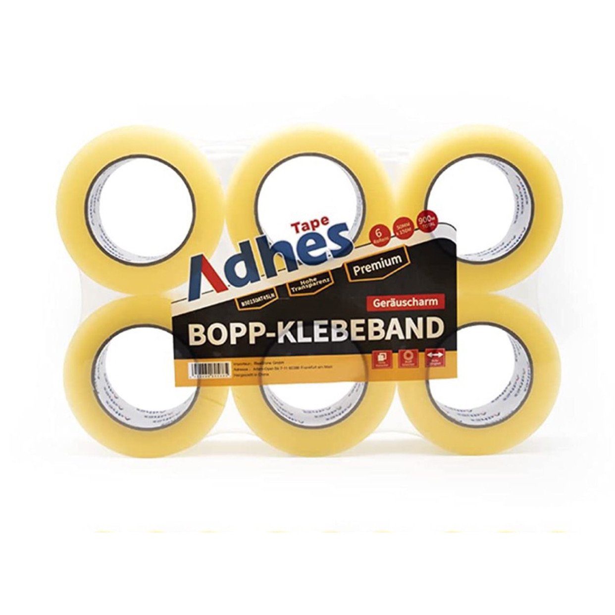 Tape 50mm Packband x je (L) Blasenfrei UV- Dicke Verpackungsband Transparent Adhes (B), (6 LEISE Geräuscharmes 66m 45um) 6-St., alterungsbeständig Rolle Paketklebeband, und Klebeband Rollen,