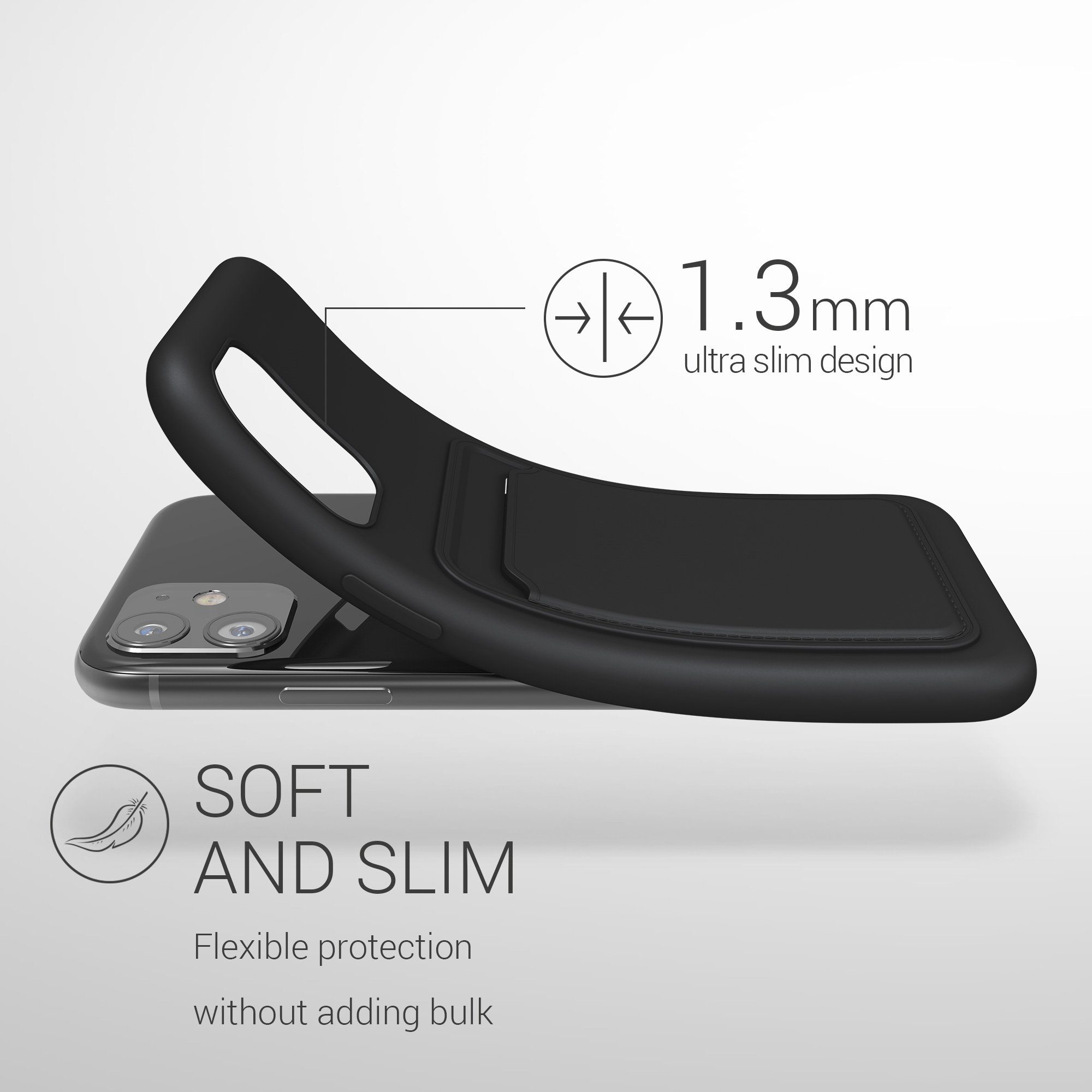 kwmobile Handyhülle Hülle für Apple iPhone 11, Handyhülle mit Fach für Karten - Handy Cover Case
