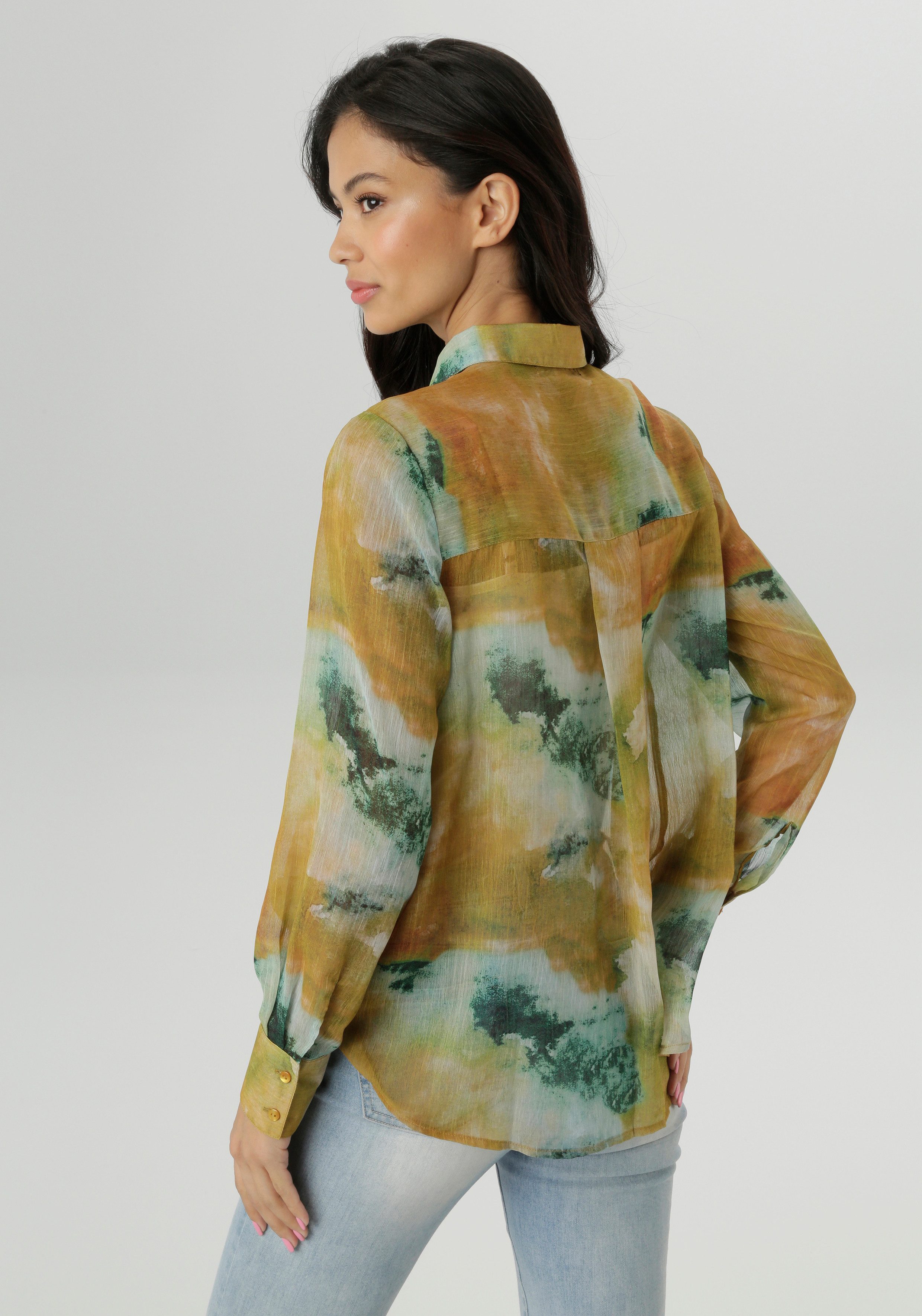 Aniston SELECTED Hemdbluse aus leicht transparentem Chiffon