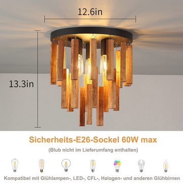 Welikera LED Deckenleuchte LED-Deckenleuchte, Massivholz Retro E26 Geeignet für Wohnzimmer