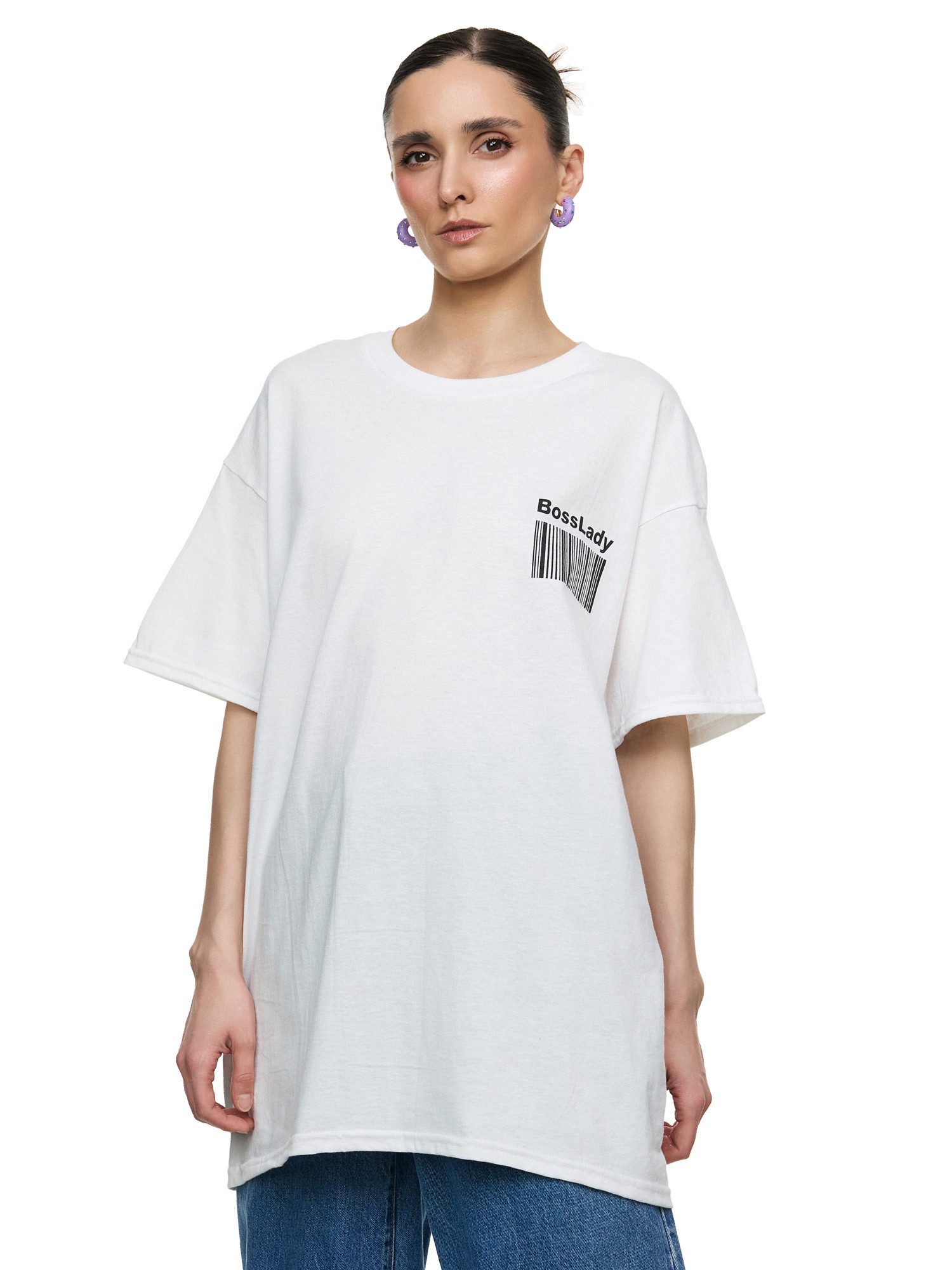 Worldclassca T-Shirt Worldclassca Oversized Print GIRL BOSS T-Shirt lang So günstig online kaufen