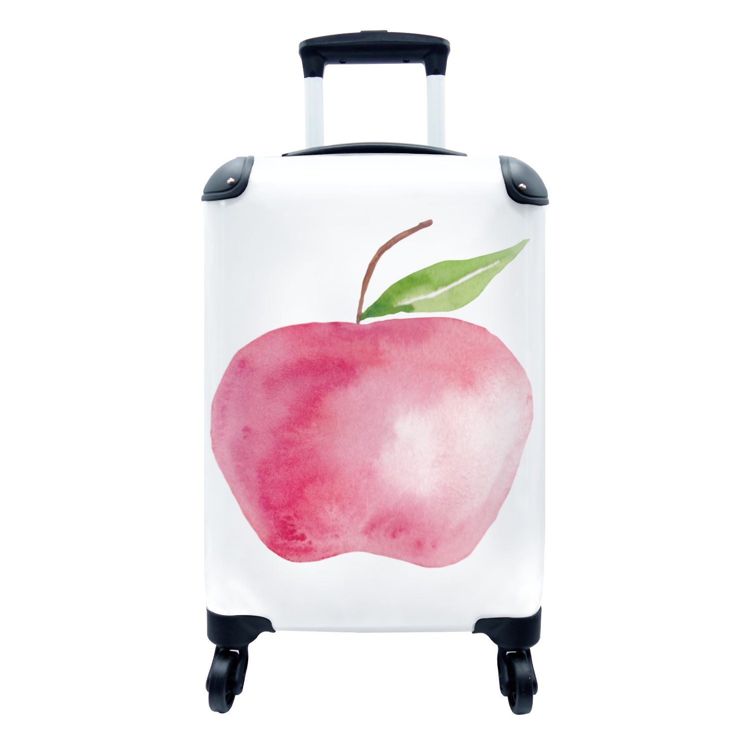 MuchoWow Handgepäckkoffer Apfel - Farbe - Weiß, 4 Rollen, Reisetasche mit rollen, Handgepäck für Ferien, Trolley, Reisekoffer