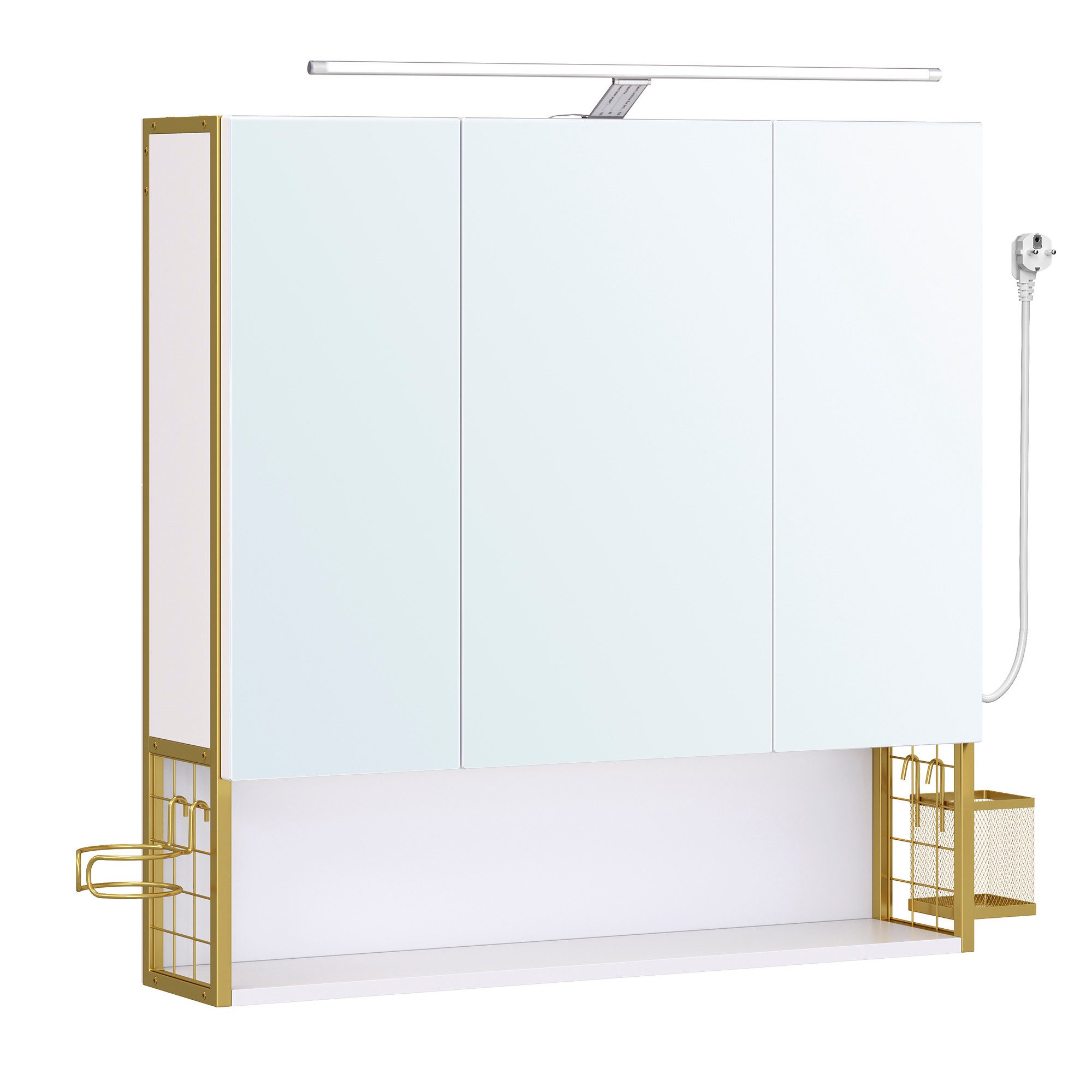 VASAGLE Spiegelschrank Badezimmerschrank Wandschrank Breite 70cm, LED-Beleu günstig online kaufen