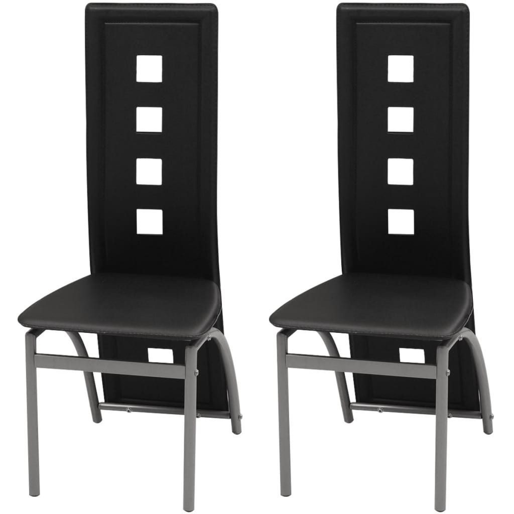 vidaXL Esszimmerstuhl, Esszimmerstühle 2 Stk. Schwarz Kunstleder