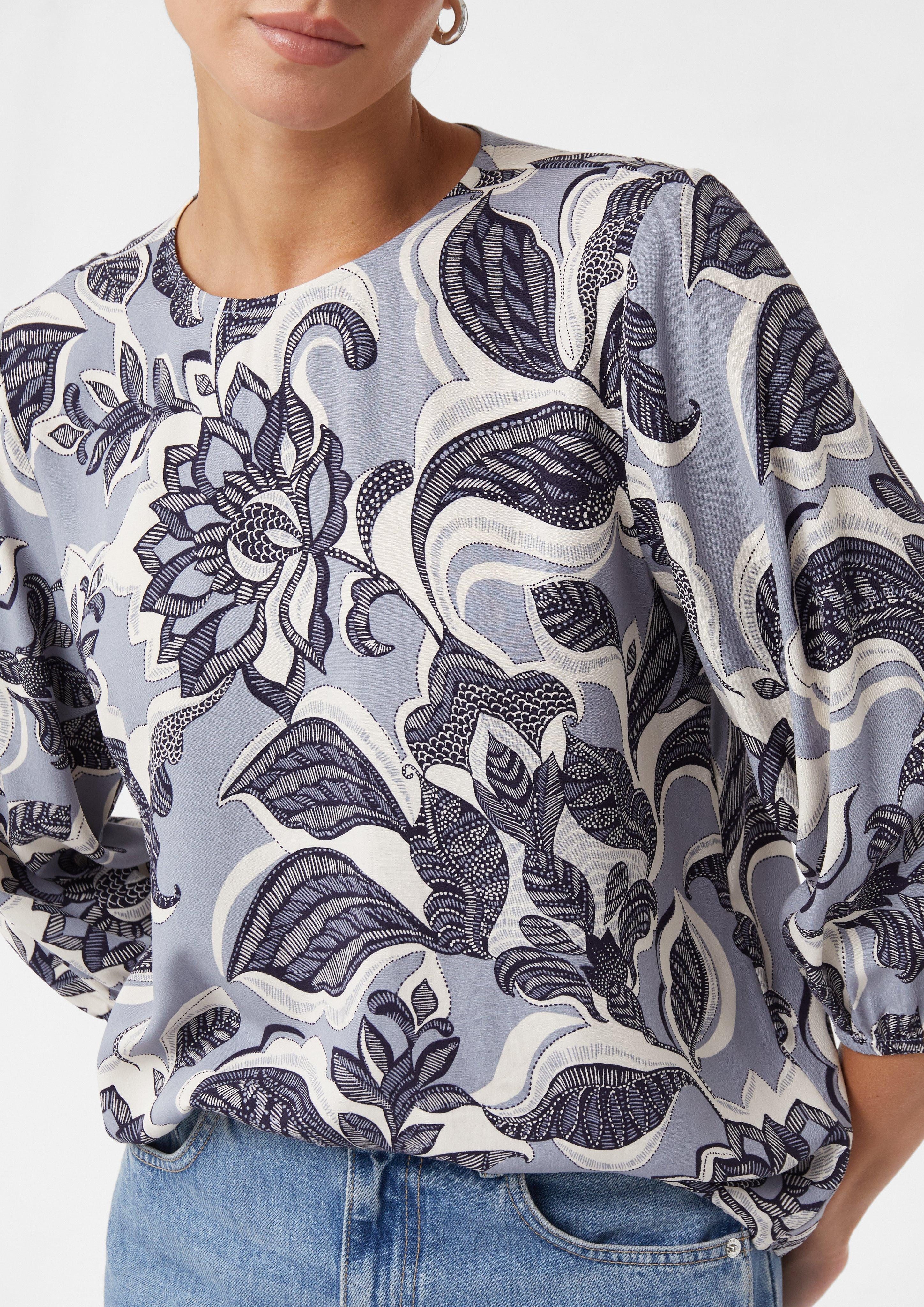 Comma Langarmbluse Luftige Bluse mit All-over-Print günstig online kaufen