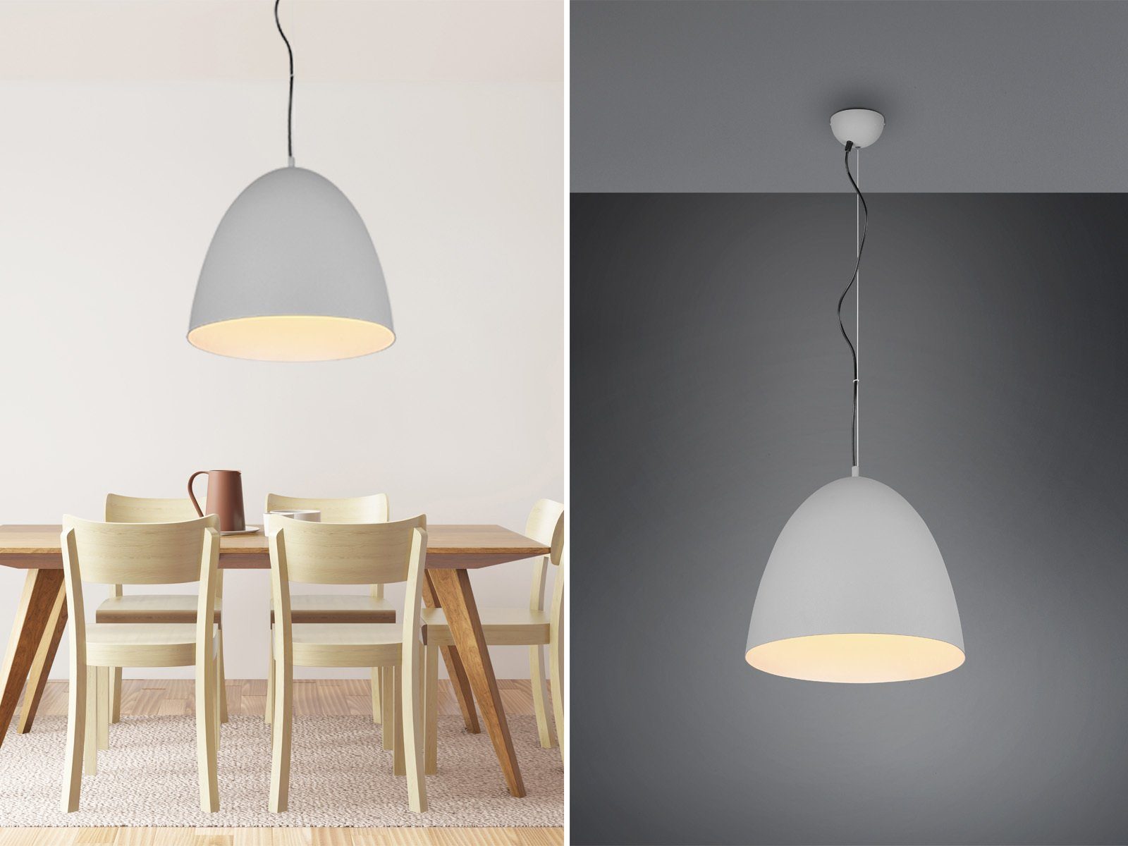 übern Grau, meineWunschleuchte Ø LED LED 40cm warmweiß, Kücheninsel Design-klassiker Dimmfunktion, Lampe Esstisch hängend wechselbar, Pendelleuchte,