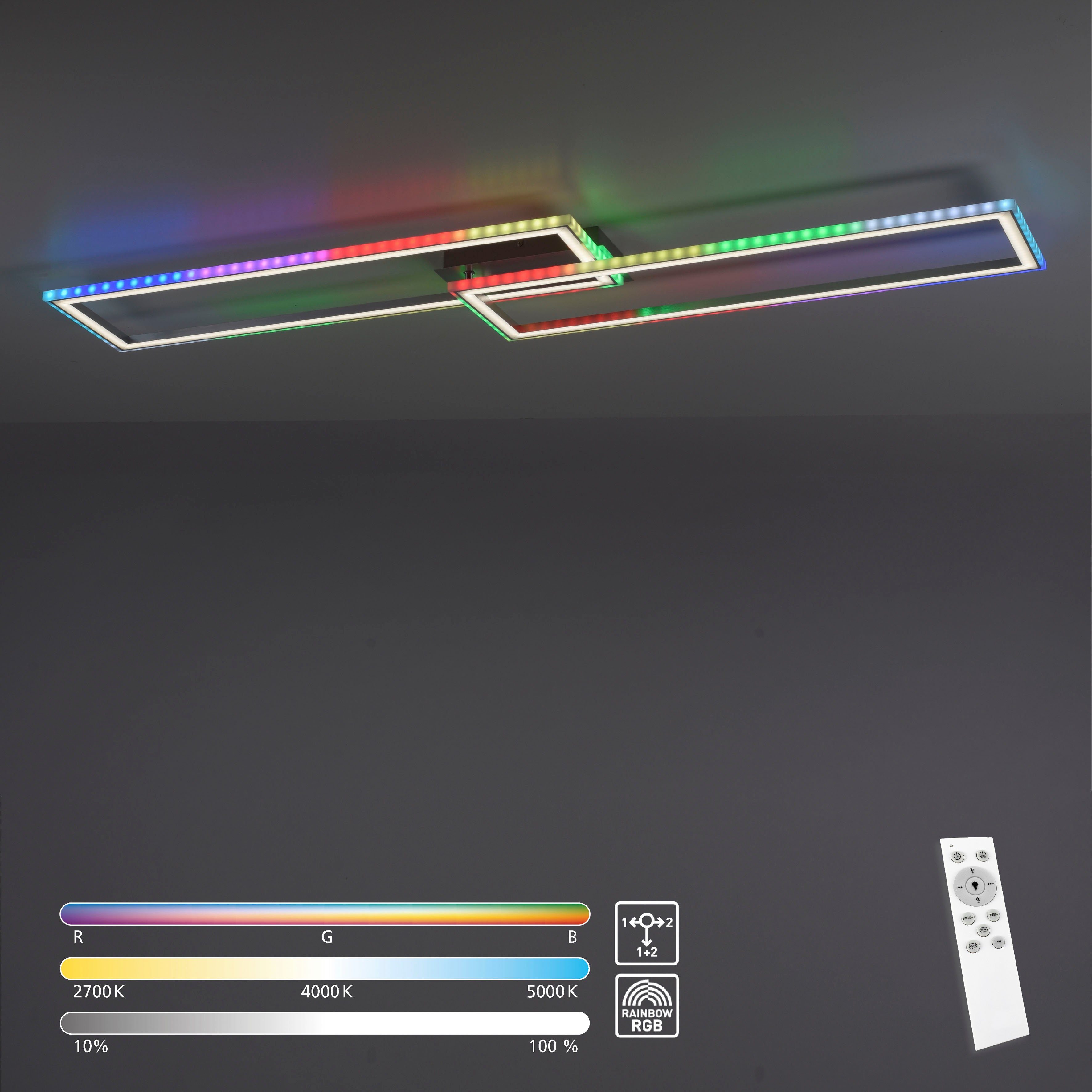 LED stahl Deckenleuchte getrennt Memoryfunktion, home warmweiß Infrarotfernbedienung, kaltweiß, my mit Fernbedienung schaltbar, fest integriert, Deckenleuchte, LED Luan, RGB, dimmbar, (Infrarot) - mit