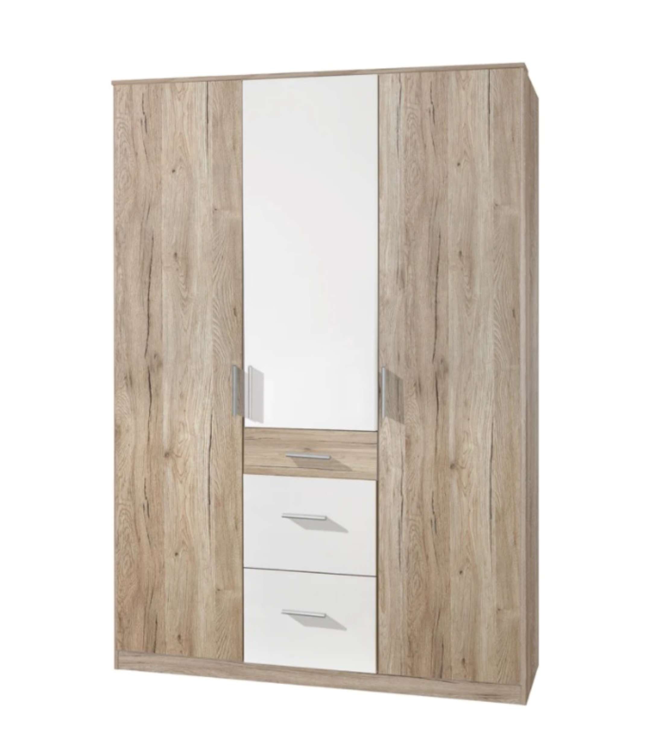 Stylefy Drehtürenschrank Lio II (Kleiderschrank, Mehrzweckschrank, Kinderschrank) mit viel Stauraum, aus Holzwerkstoff, Design Modern, für Kinder Sanremo Eiche - Weiß