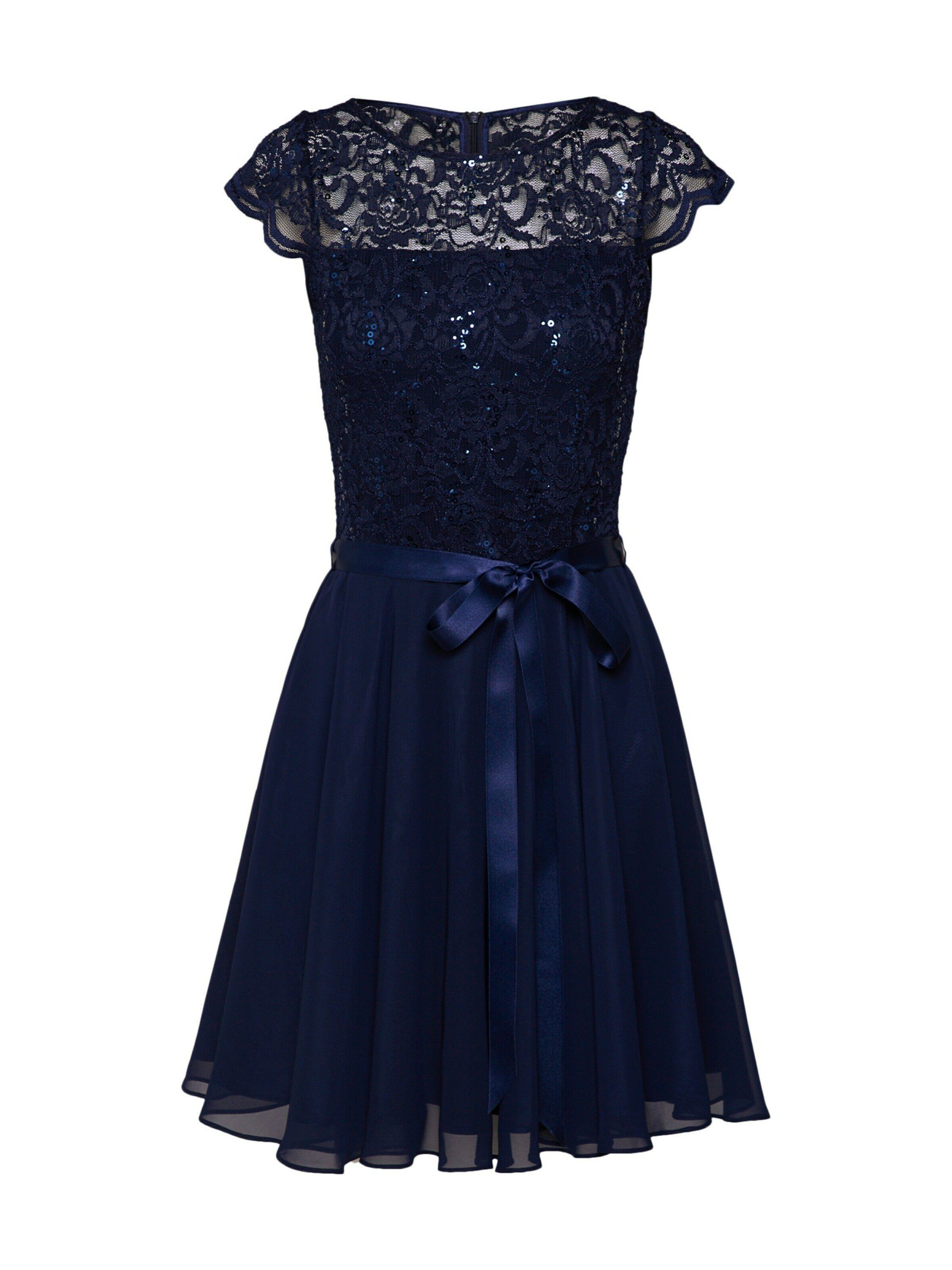 Pailletten, Drapiert/gerafft, Cocktailkleid Spitze navy (1-tlg) SWING