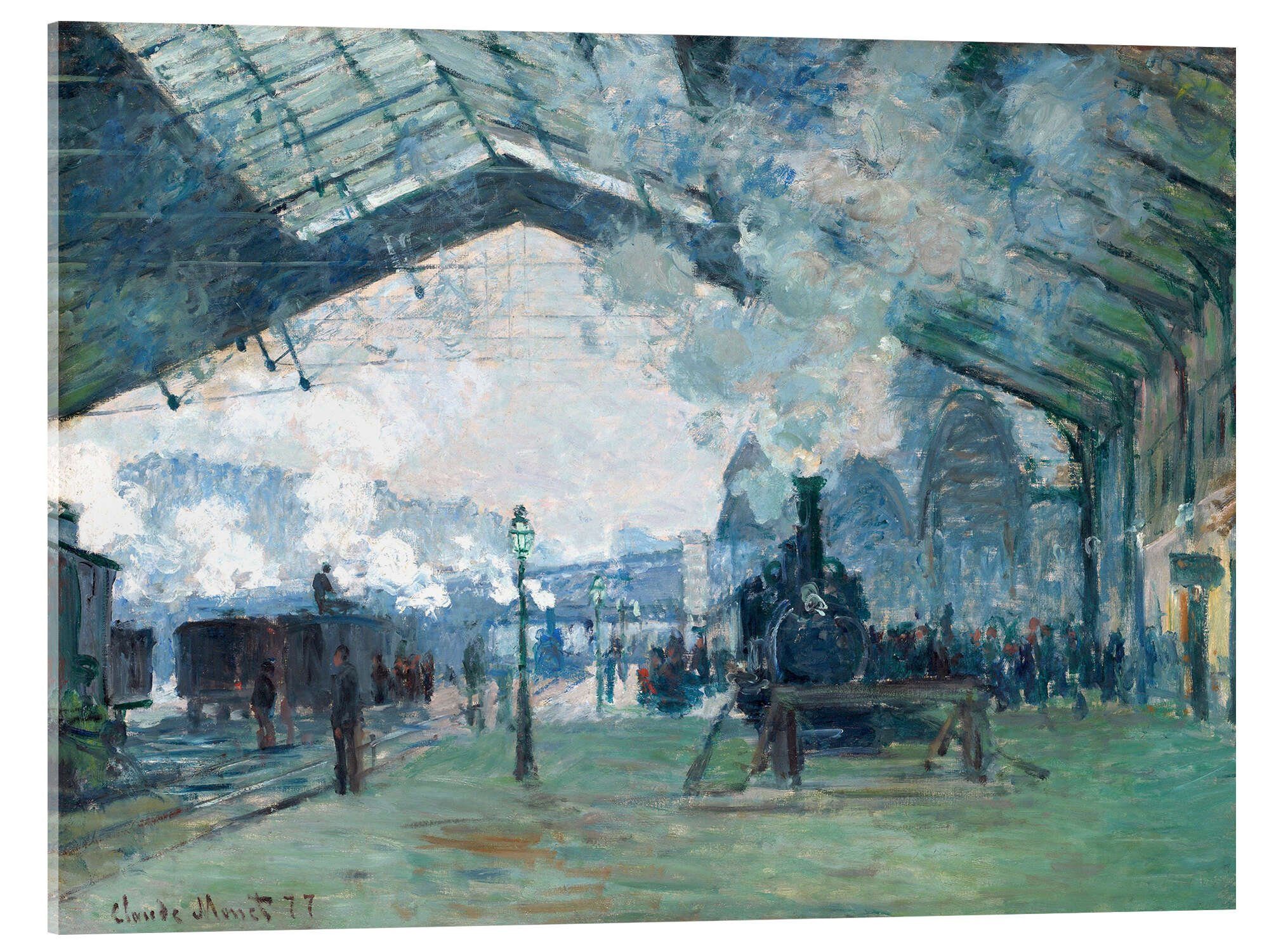 Posterlounge Acrylglasbild Claude Monet, Bahnhof Saint-Lazare: Der Zug aus der Normandie, Wohnzimmer Malerei