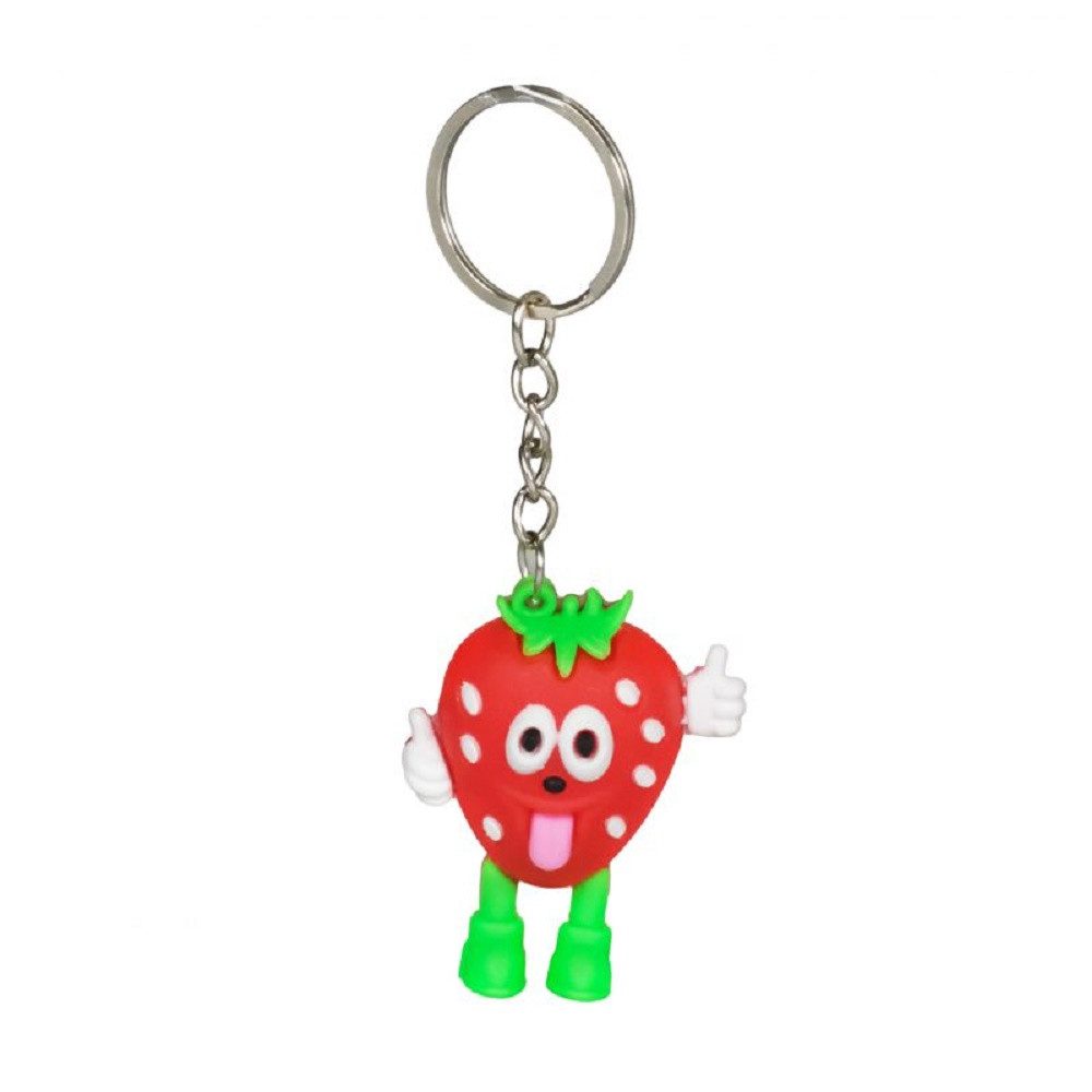 Schlüsselanhänger Schlüsselanhänger Mini Erdbeere Anhänger 4 cm 3D Geschenk Cartoon