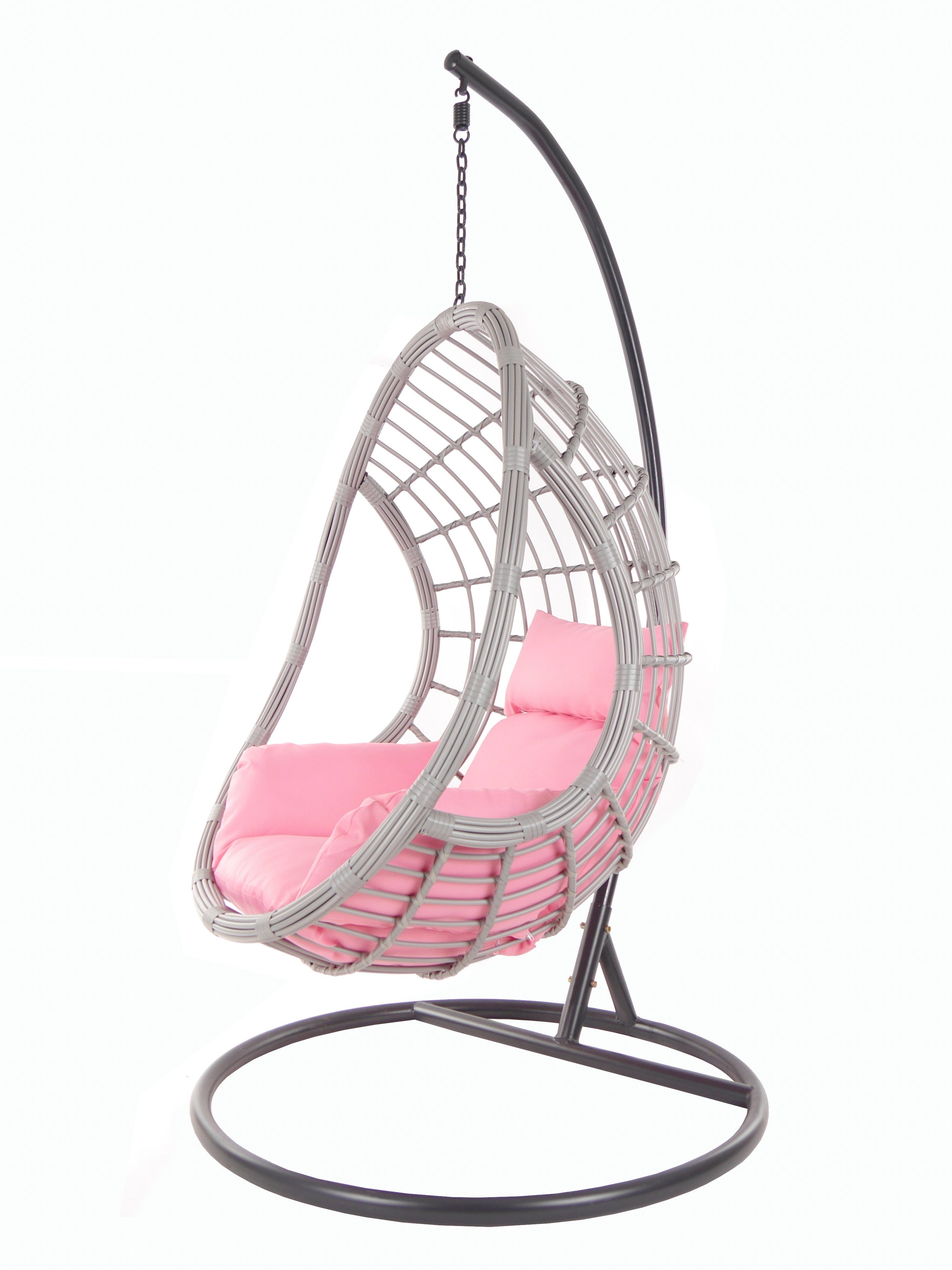 KIDEO Hängesessel PALMANOVA lightgrey, Schwebesessel mit Gestell und Kissen, Swing Chair, Loungemöbel rosa (3002 lemonade)