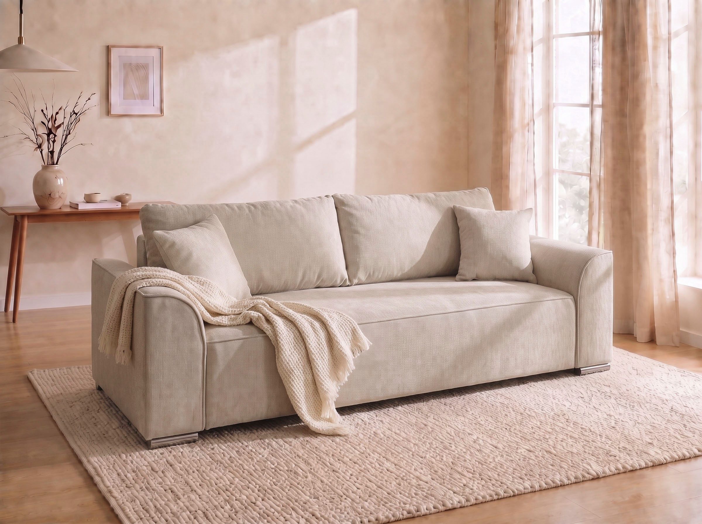 COLLECTION AB Schlafsofa Sara B: 241 cm, Liegefl. 137x195 cm, Bettkasten, optional mit Topper, Schlaffunktion, Couch mit Bonnellfederkern, Gästebettfunktion