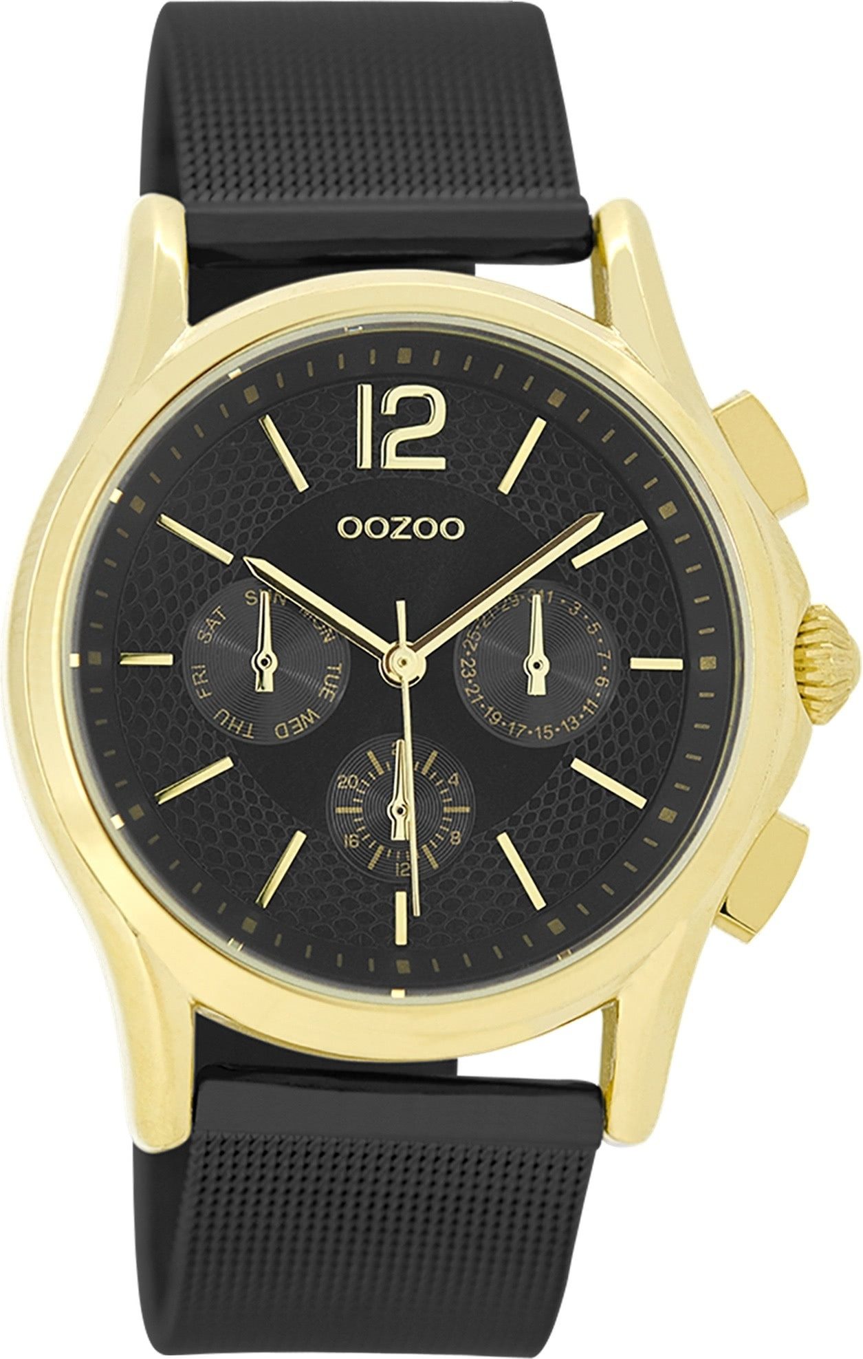 OOZOO Quarzuhr Oozoo Damen Armbanduhr schwarz Analog, (Analoguhr), Damenuhr rund, mittel (ca. 38mm) Metallarmband, Elegant-Style