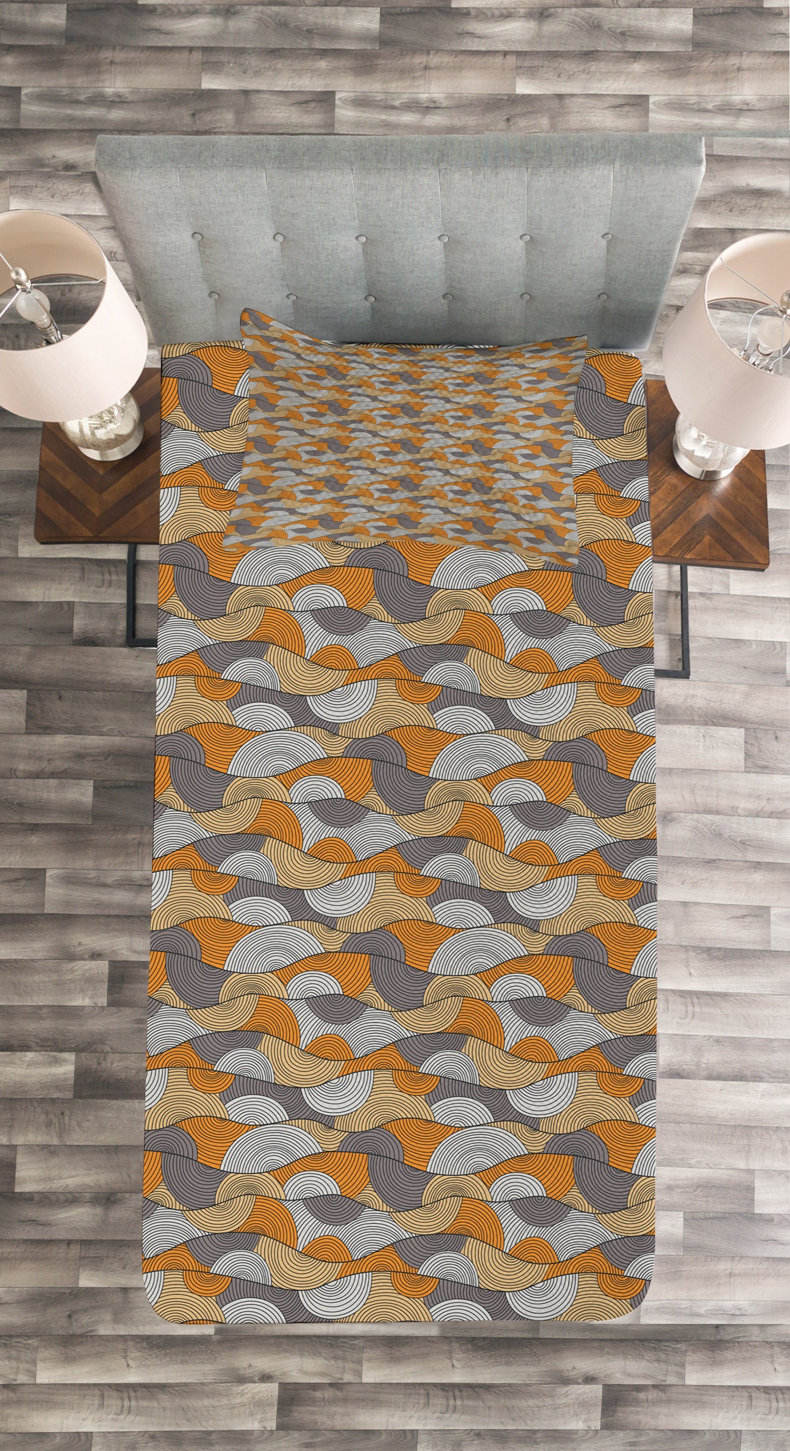 Kurven Abakuhaus, Hand Zusammenfassung Wellen Waschbar, von Tagesdecke Set mit Kissenbezügen gezeichnet