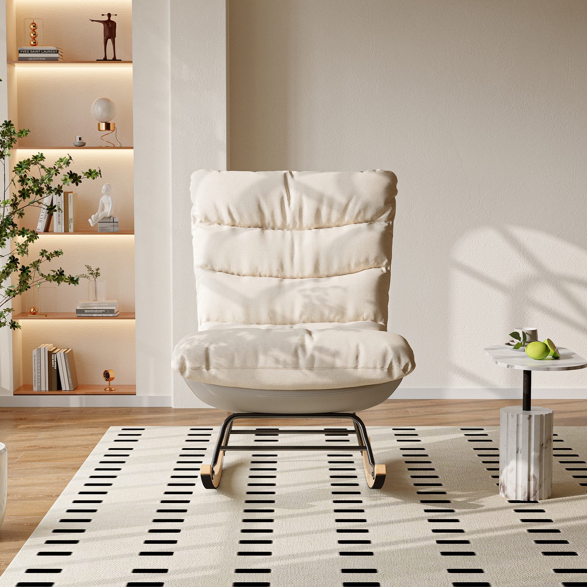 PXloue Schaukelstuhl Bequemer Sessel mit weichem Stoffbezug und stabilem Metallrahmen (1 St), Eleganter Relaxstuhl für Ihr Wohnzimmer, ideal für entspannte Momente
