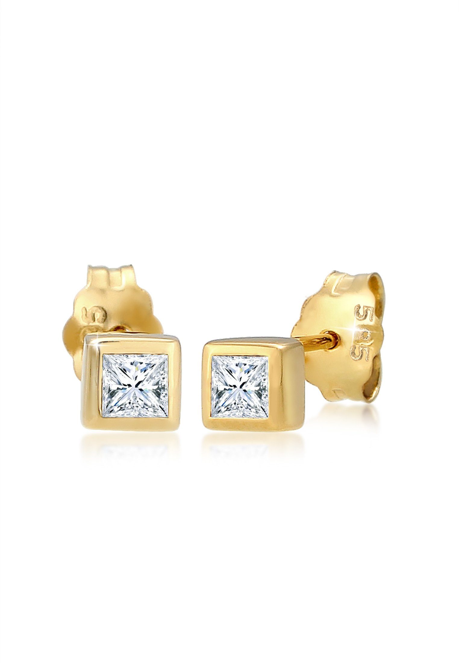 Elli DIAMONDS Paar Ohrstecker Prinzessschliff Diamant (0.2 ct) 585er Gelbgold