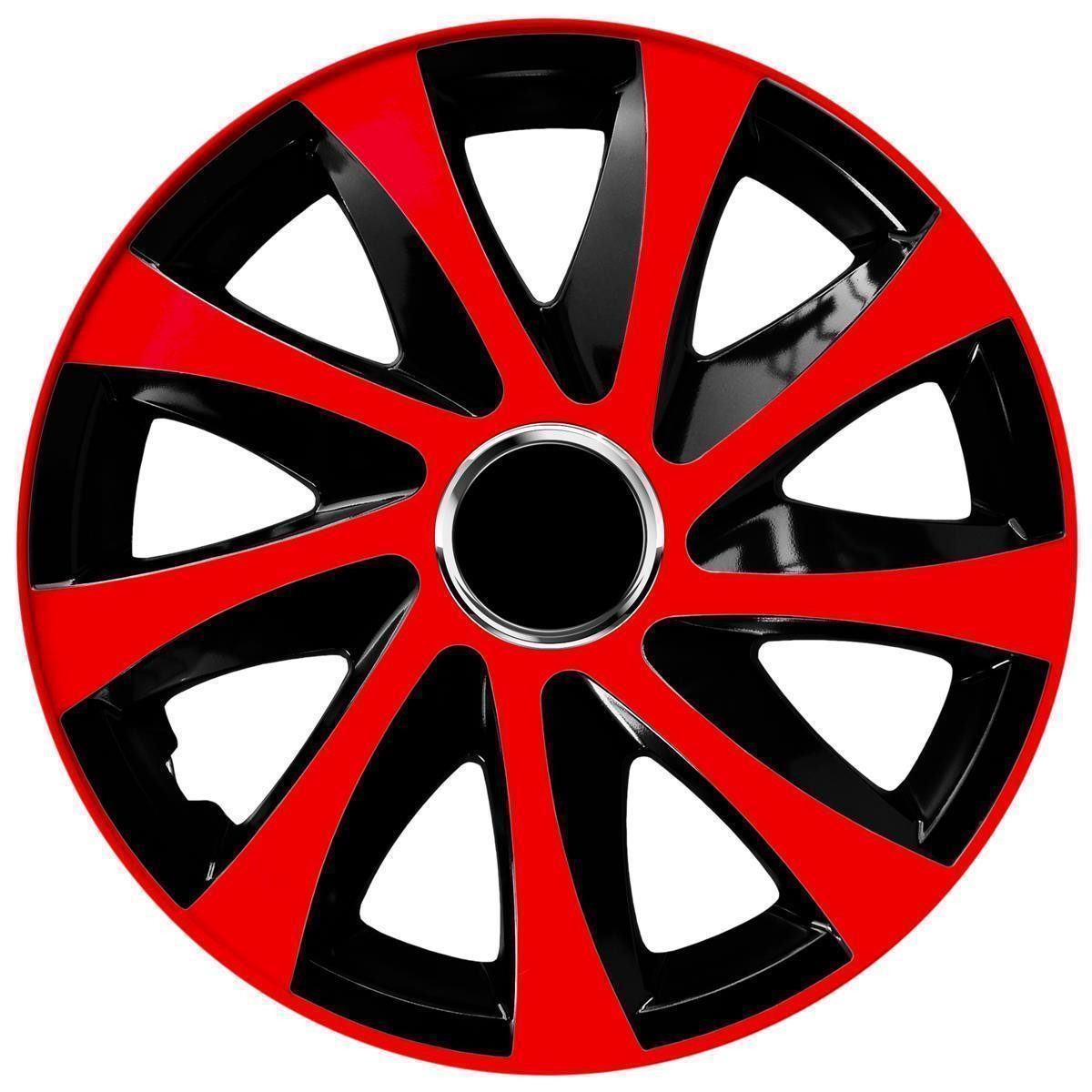 NRM Radkappe DRIFT Extra 15 Zoll in Rot/Schwarz, 15 in Zoll, (4-St) Radzierblenden für Stahlfelgen Zweifarbige Колпаки Satz 4er Set 15"