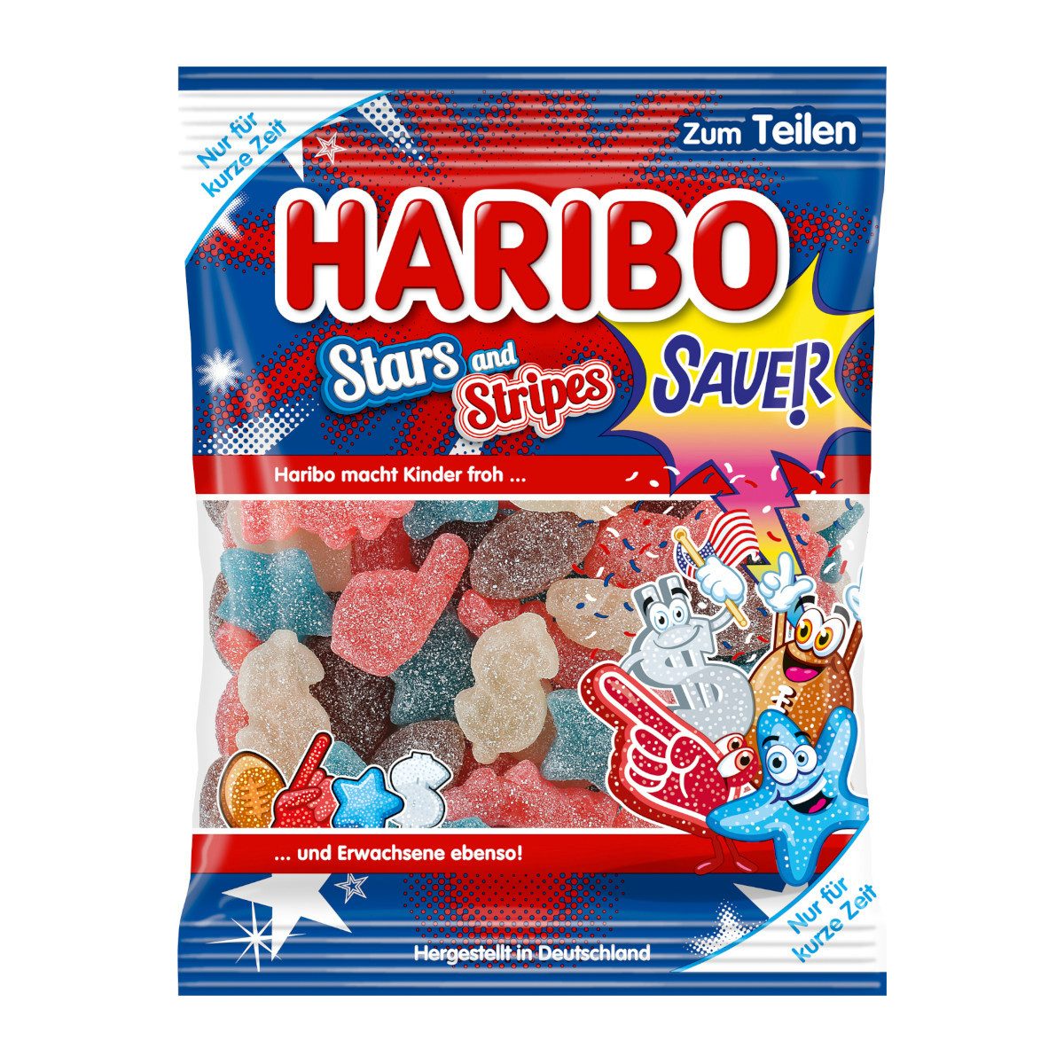 HARIBO Süßigkeit, Haribo Stars and Stripes Fruchtgummi fruchtiger Geschmack Beutel 175g
