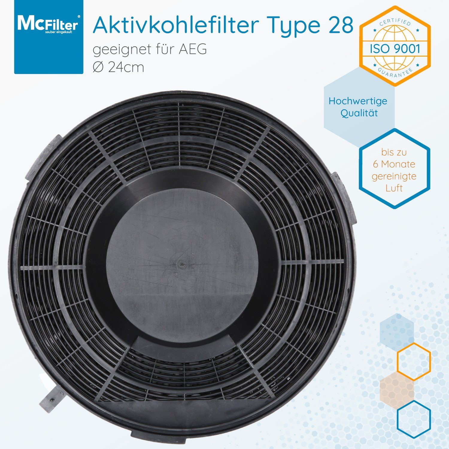 Filter 9029793727, 9029800522, 50284715005, Dunstabzugshaube für Filter McFilter Kohlefilter Elica E3CFE28, Typ28, EHFC28, passend 2 AEG/Electrolux Aktivkohlefilter für