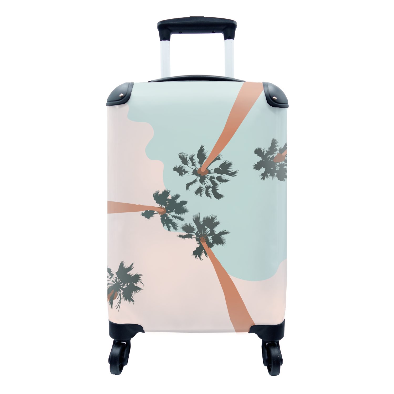 MuchoWow Handgepäckkoffer Sommer - Palmen Reisetasche Reisekoffer Rollen, Pastell, 4 rollen, - Handgepäck Ferien, für mit Trolley