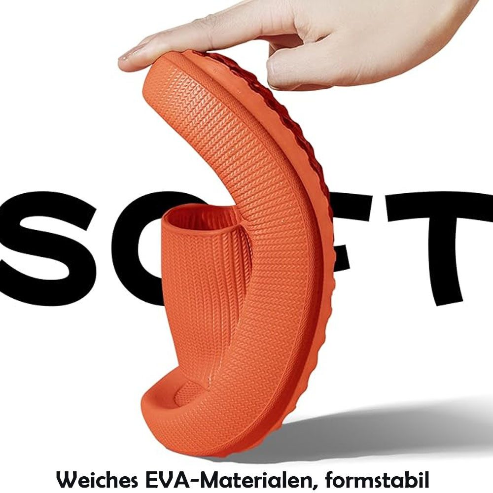 HoyoLee Hausschuhe EVA Superweich Rutschfest Badeschuhe Schlappen Damen Orange Hüttenschuhe Badeschuhe Herren Damen Slipper Schlappen Wolke rutschfeste Flip Flops