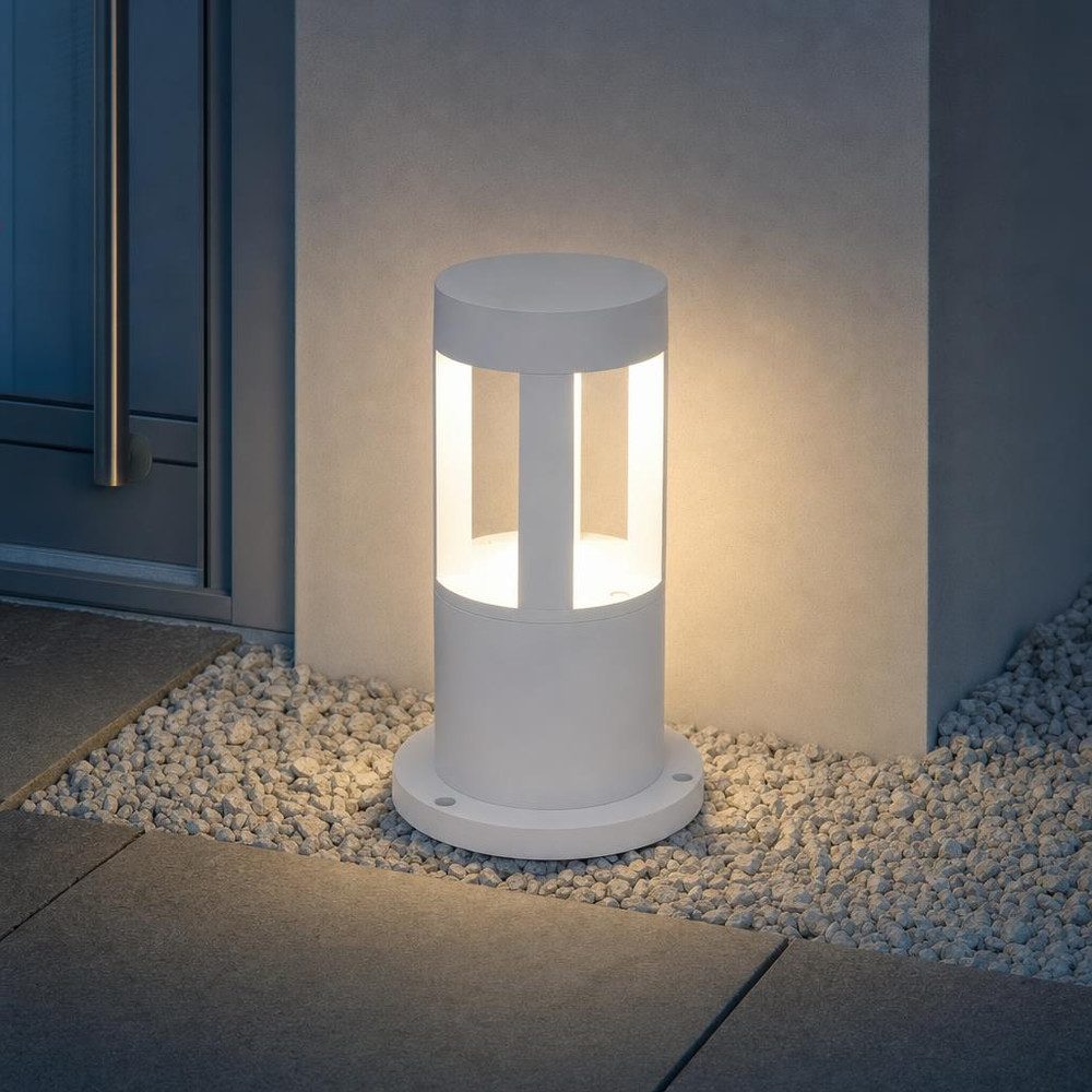 V-TAC LED Außen-Stehlampe, LED-Leuchtmittel fest verbaut, Neutralweiß, Stehlampe LED Standleuchte Außenbereich Aluminium weiß IP65 H 25 cm