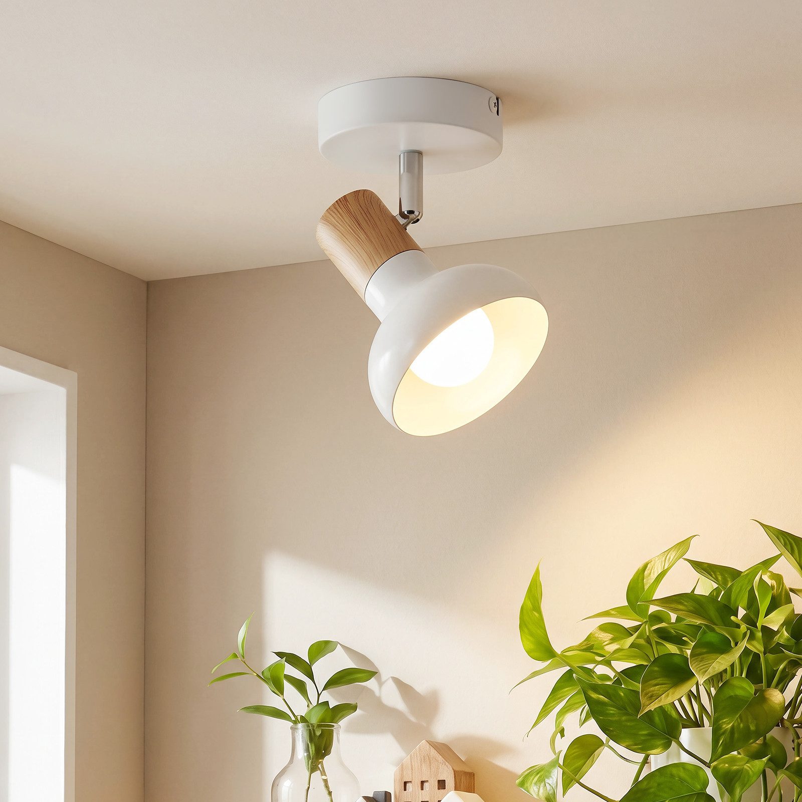 ZMH Deckenstrahler 1 Flammig E14 Eisen Lampenschirm Deckenlampe Flur Schlafzimmer, Einfache Installation, ohne Leuchtmittel, Weiß Schwenkbar 350° Modern Wohnzimmerlampe