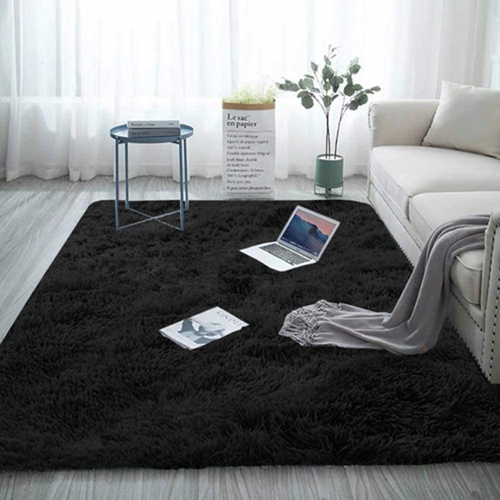 FOUORTUNATE-BEE Hochflor-Teppich Hellgrau Teppich für Wohnzimmer günstig online kaufen