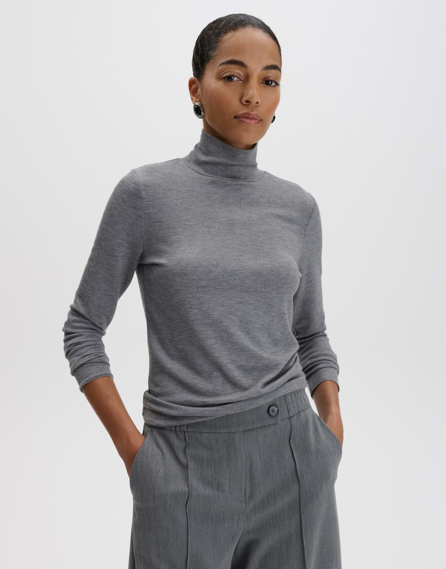 someday Rollkragenshirt Kirosie soft aus fließender Viskose Figurbetonter Schnitt mit feiner Rippstruktur