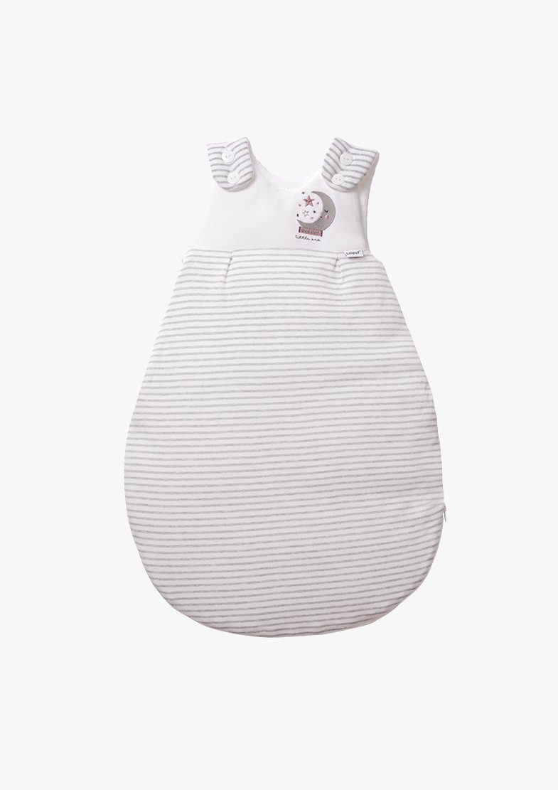 Streifendesign Liliput im Babyschlafsack, grau-weiß