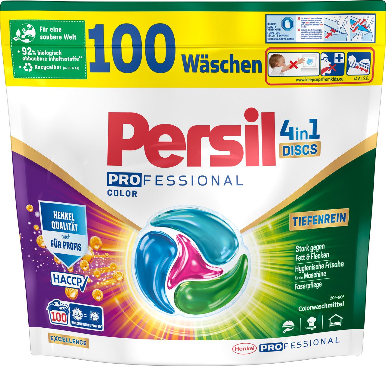 Persil Color 4-in-1 Discs 100 WL Colorwaschmittel (Vorratspack, [100-St. Kapseln mit Tiefenrein Technologie)