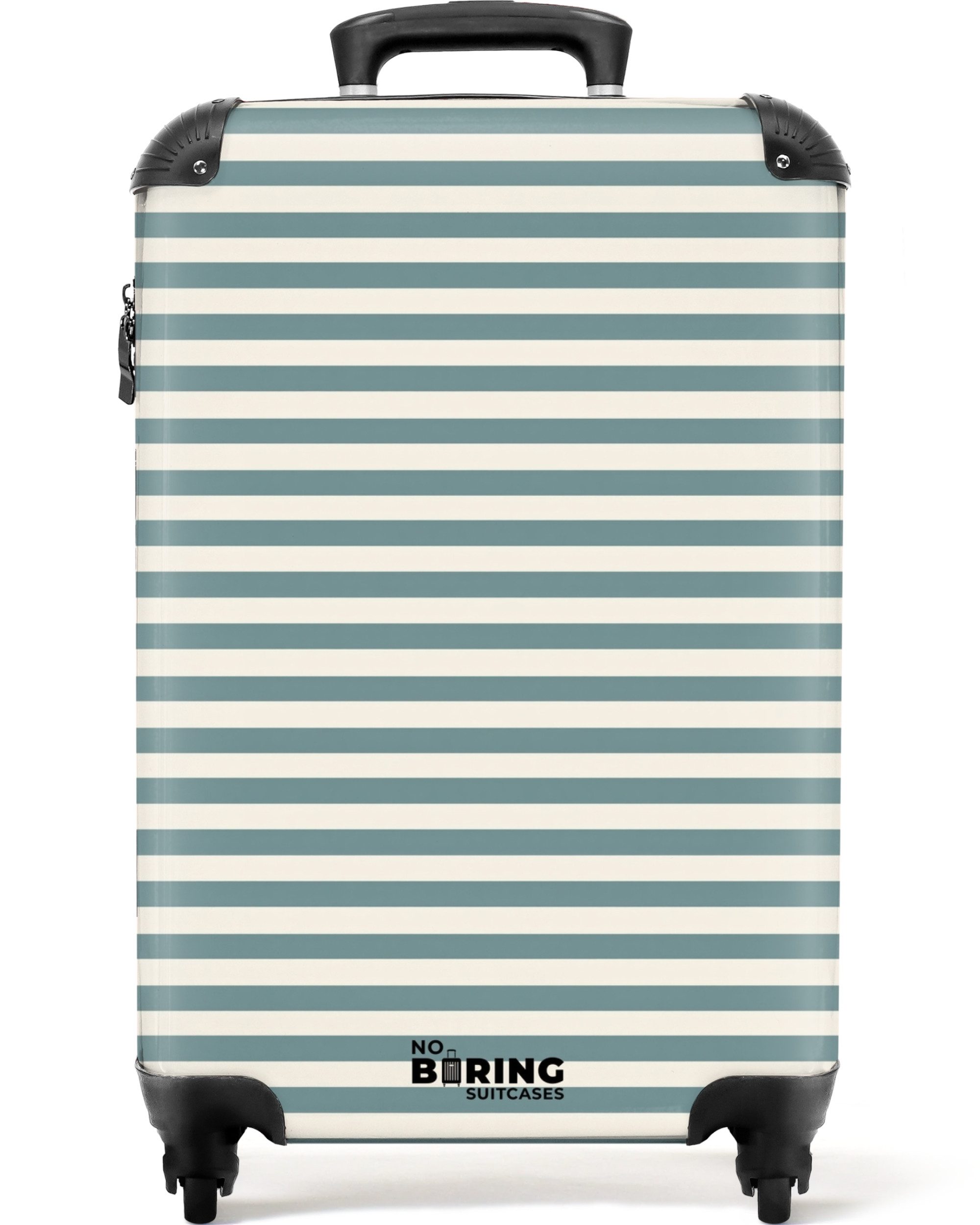 NoBoringSuitcases.com© Hartschalen-Trolley Streifen - Modern - Blau 55x35x20cm, 4 Rollen, Kinder Koffer Klein, Trolley Handgepäck, Reisekoffer