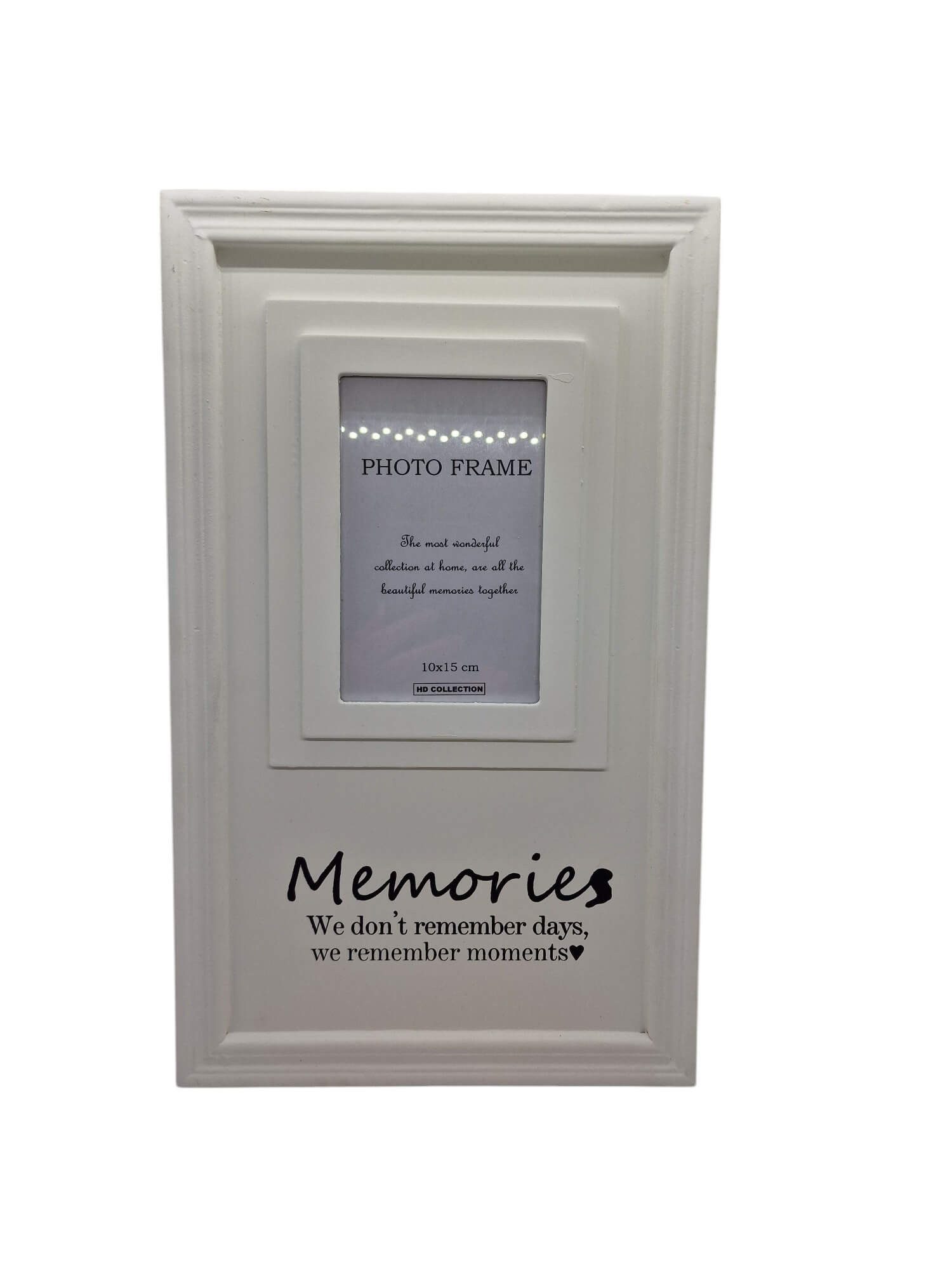 Kersten BV Metallschild Moderner, weißer Fotorahmen "MEMORIES" aus Holz für ein Foto 10x15 cm, (1 Fotorahmen)