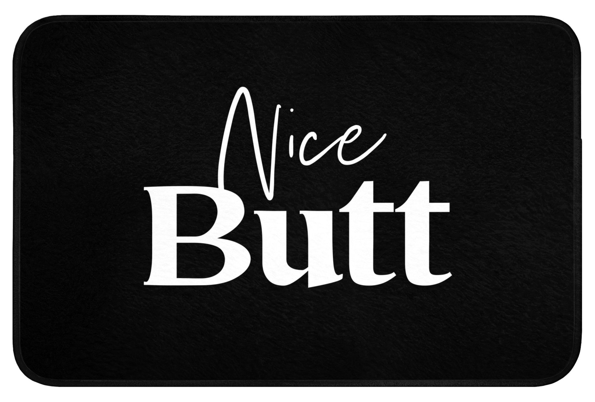 OnlyWow Badematte Zitate - Netter Hintern - Schwarz - Sprichwörter, Höhe 10 mm, Polyester, Rechteckig, Badezimmerteppich, Badteppich, Rutschfest, Badvorleger, Waschbar