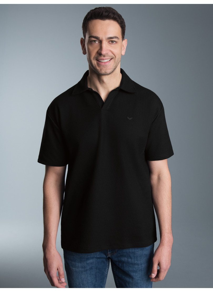 Trigema Poloshirt TRIGEMA Oversized Poloshirt ohne Knopfleiste in Waffelopt günstig online kaufen