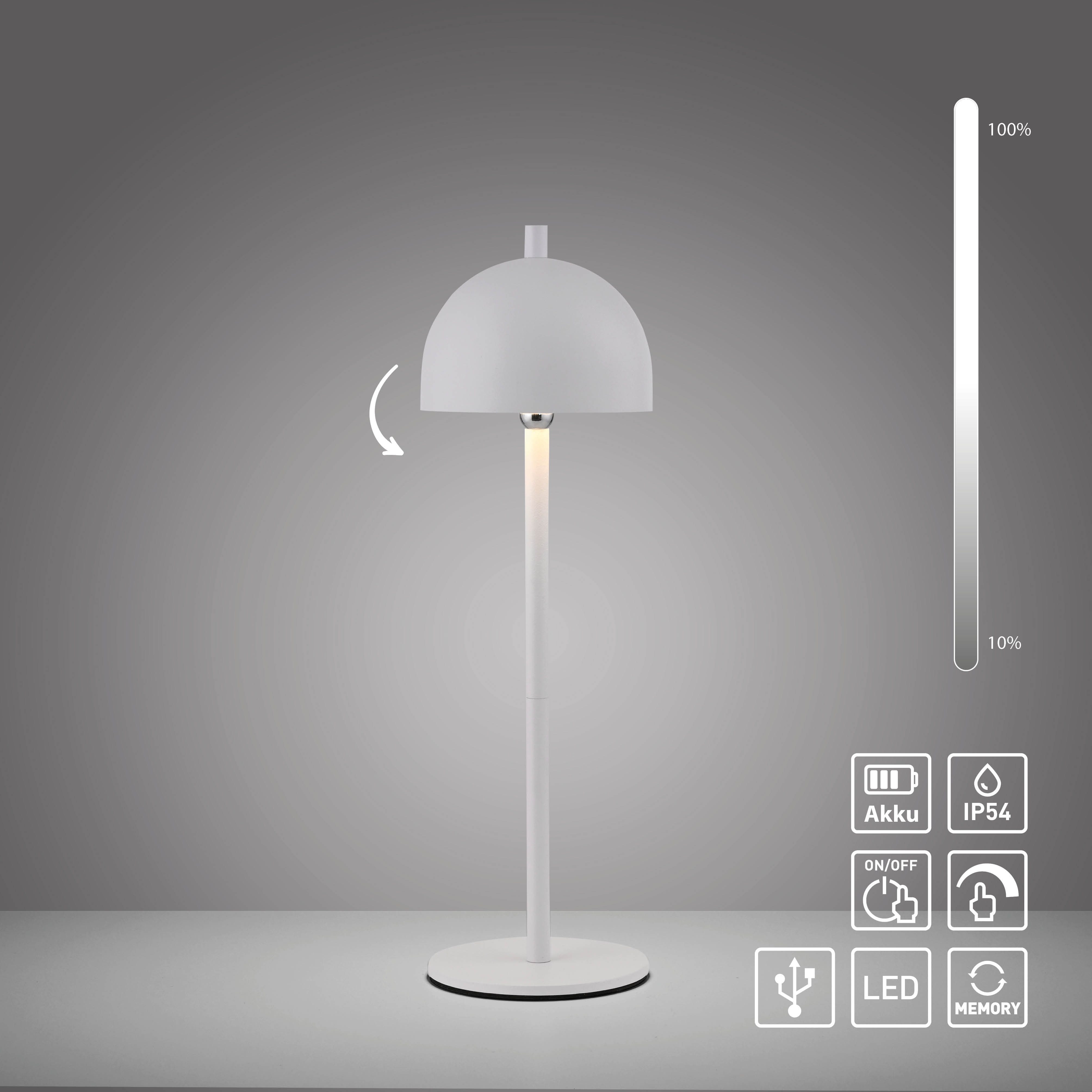 SCHÖNER WOHNEN-Kollektion LED Tischleuchte BELLIS, USB-Ladefunktion, LED fest integriert, Warmweiß, SCHÖNER WOHNEN Kollektion, Touchdimmer, Memoryfunktion, IP54 – Bild 5 von 5
