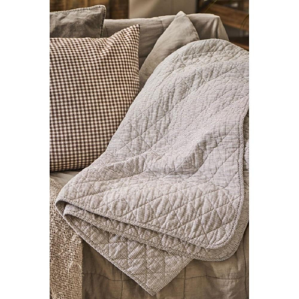 Wohndecke Ib Laursen Tagesdecke Quilt Weiß Erdfarben Gestreift (130x180cm), Ib Laursen