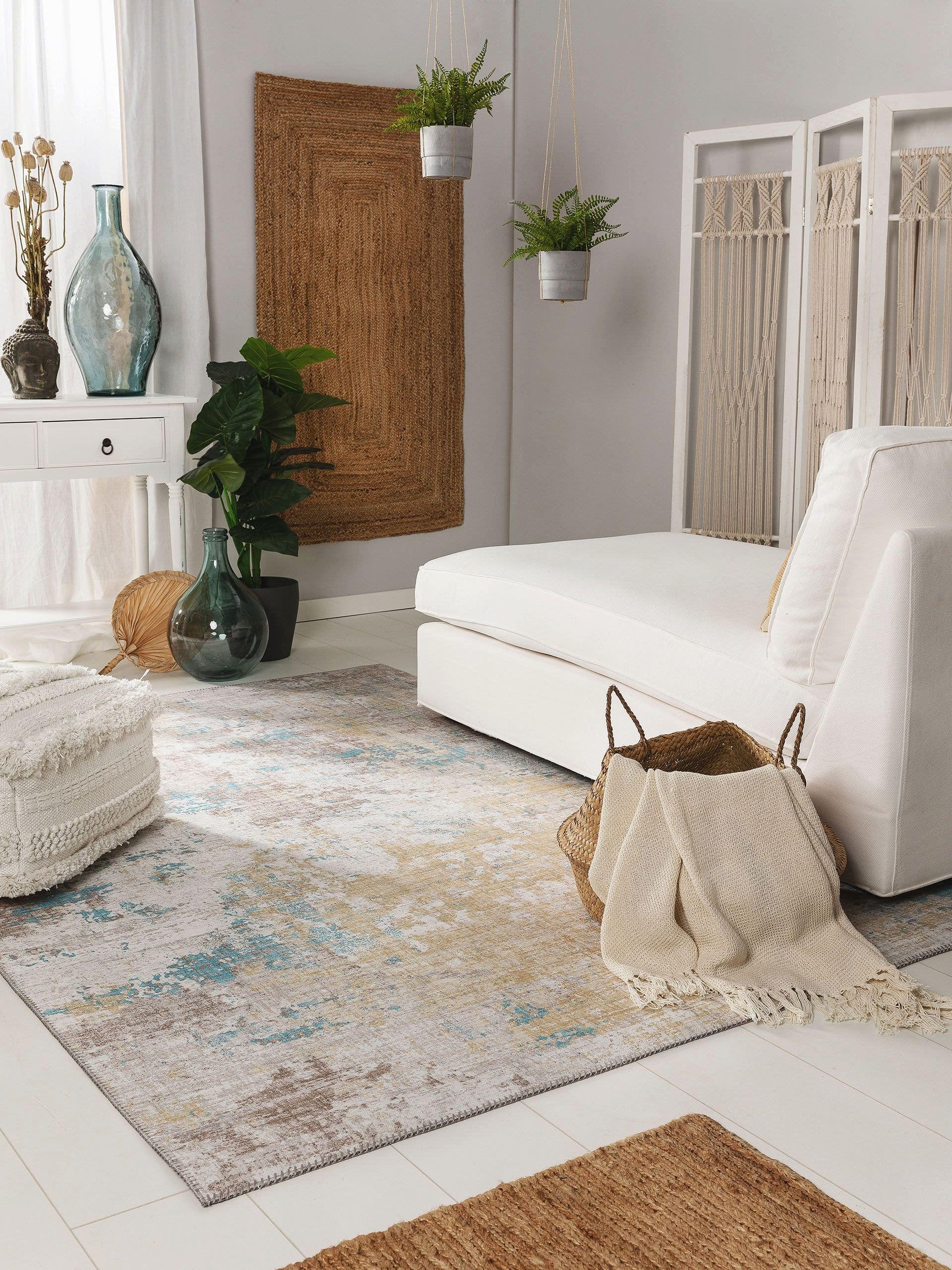 benuta Teppich Laury, rechteckig, Höhe: 5 mm, Teppich Wohnzimmer, Schlafzimmer, Esszimmer, Flur, Kunstfaser, Cozy