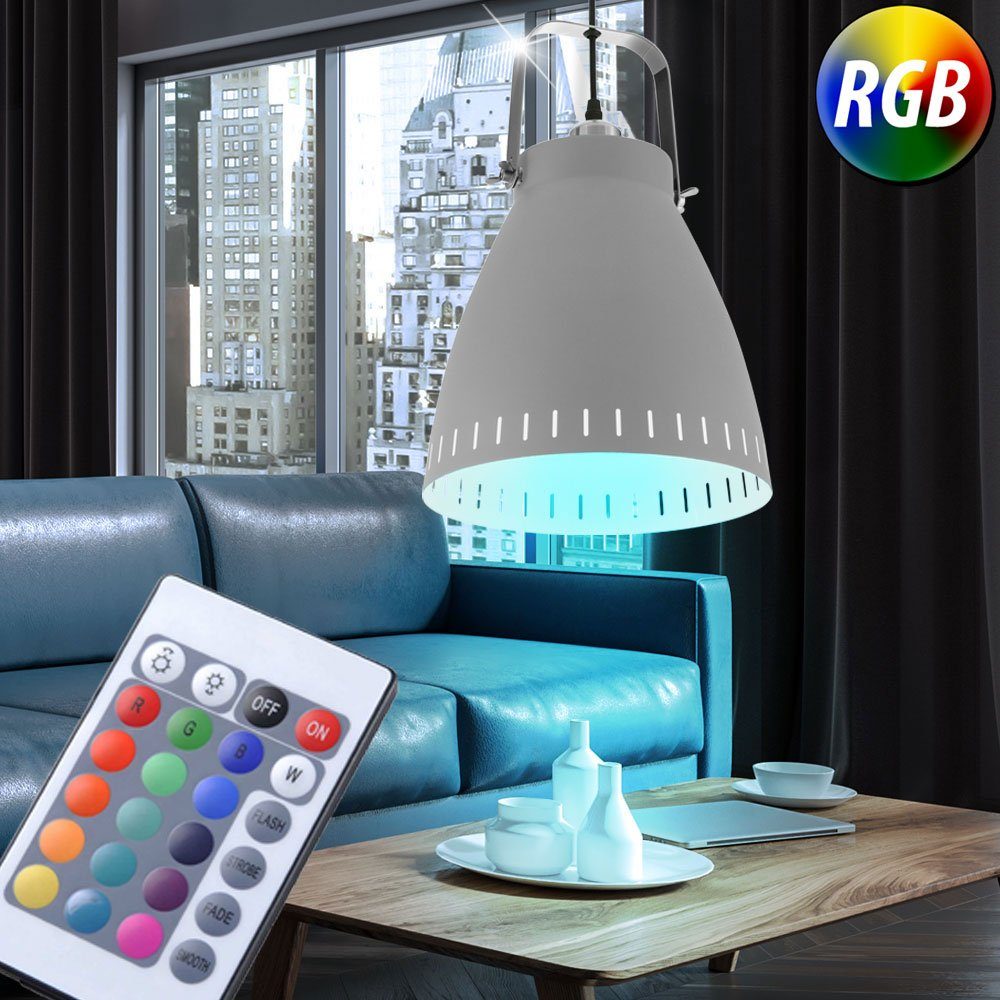 Fernbedienung etc-shop Leuchtmittel grau Farbwechsel, Warmweiß, Pendelleuchte, Lampe Decken LED Hänge Wohn Zimmer Leuchte inklusive,
